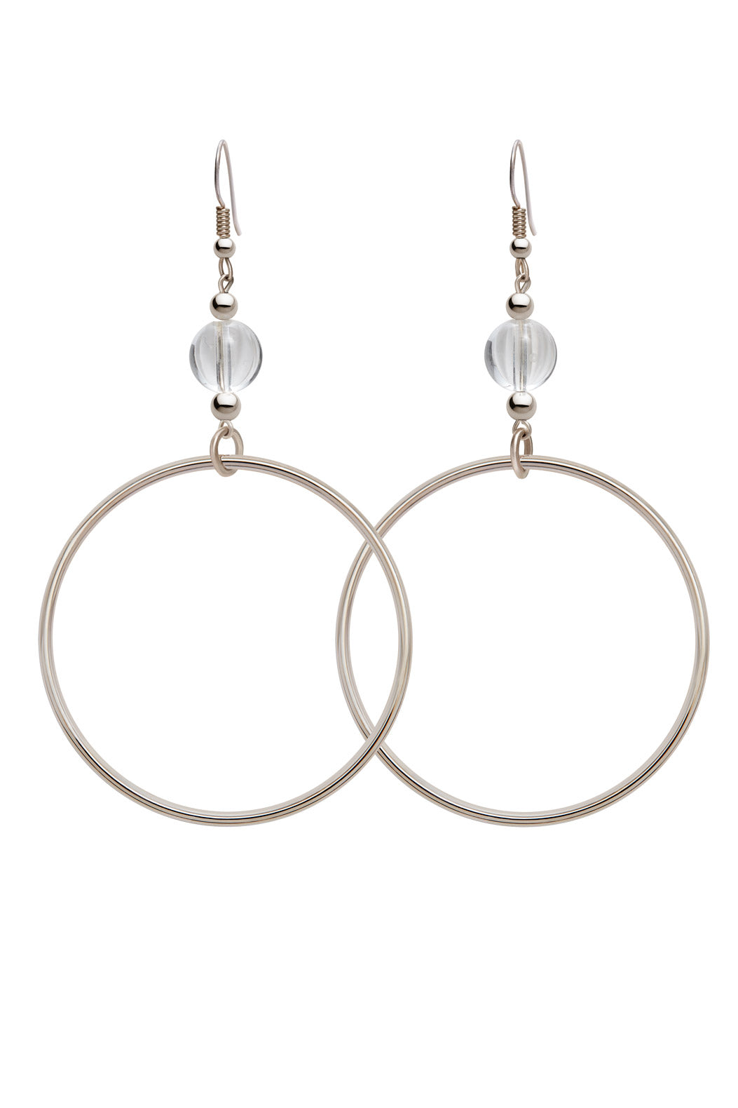 CRYSTAL QUARTZ CLASSIC STERLING SILVER HOOP EARRINGS