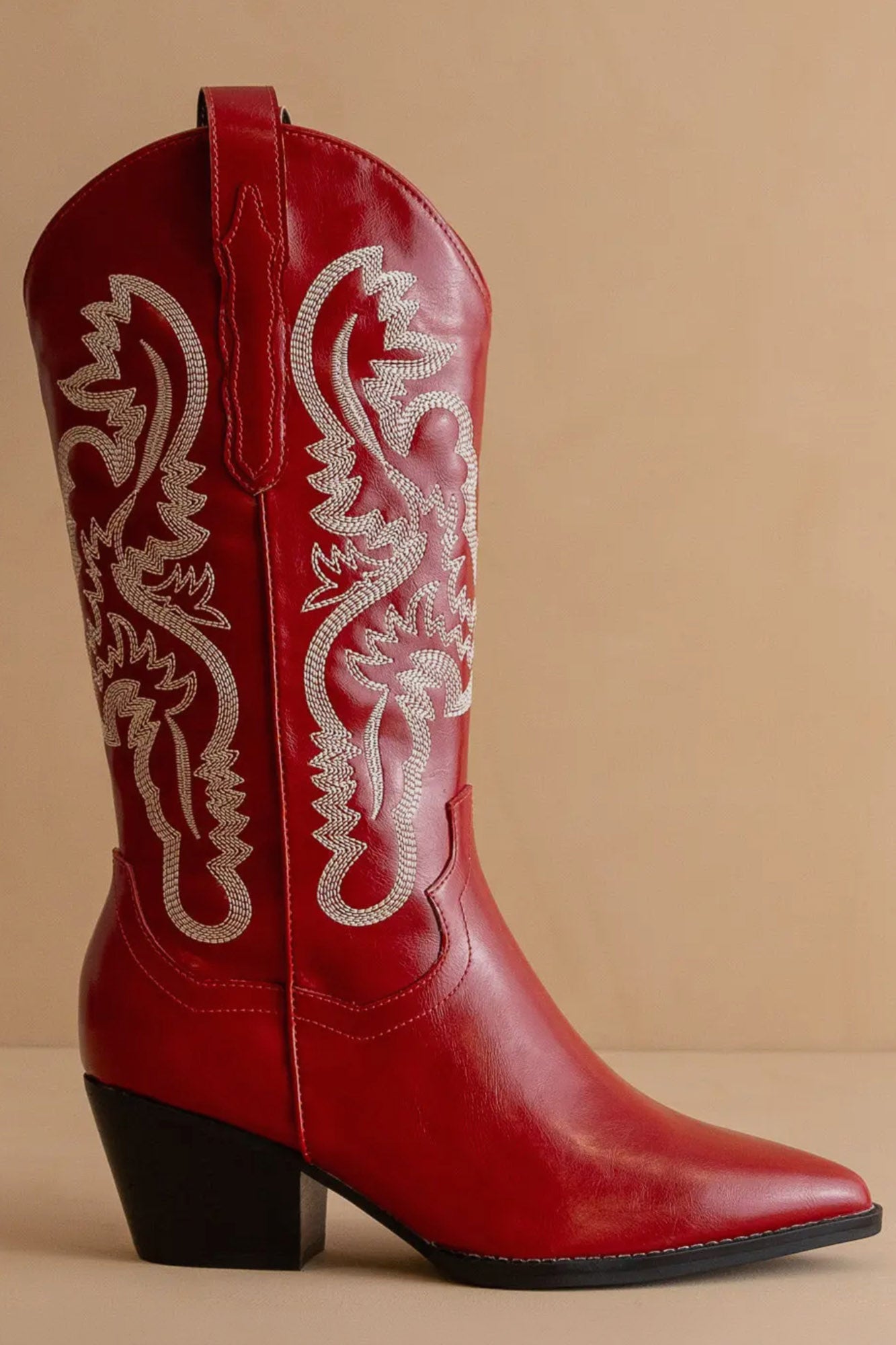 CHERRY RED AND WHITE COWBOY BOOT