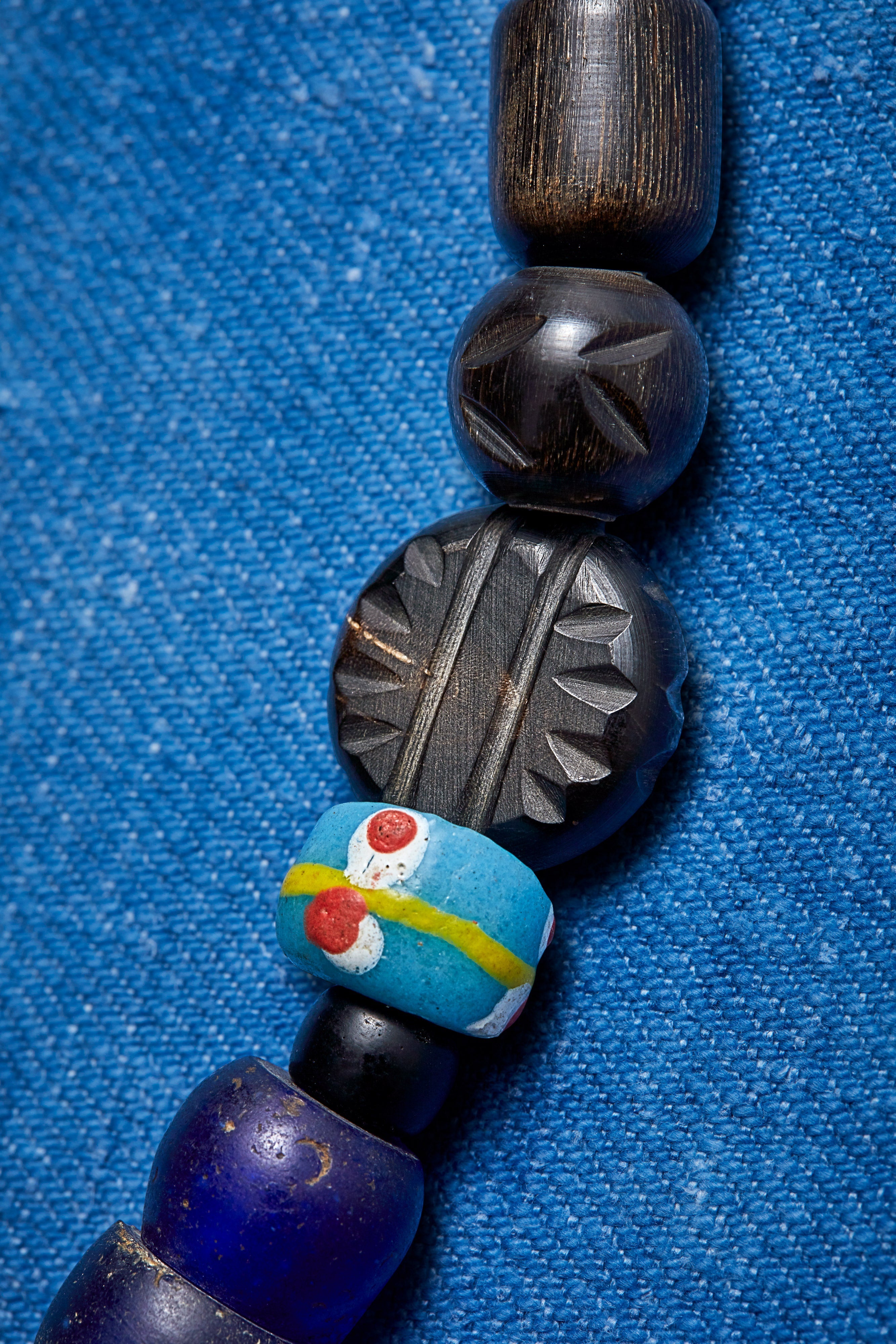 BOLD BLUE AND BLACK WHIMSICAL CHOKER NECKLACE