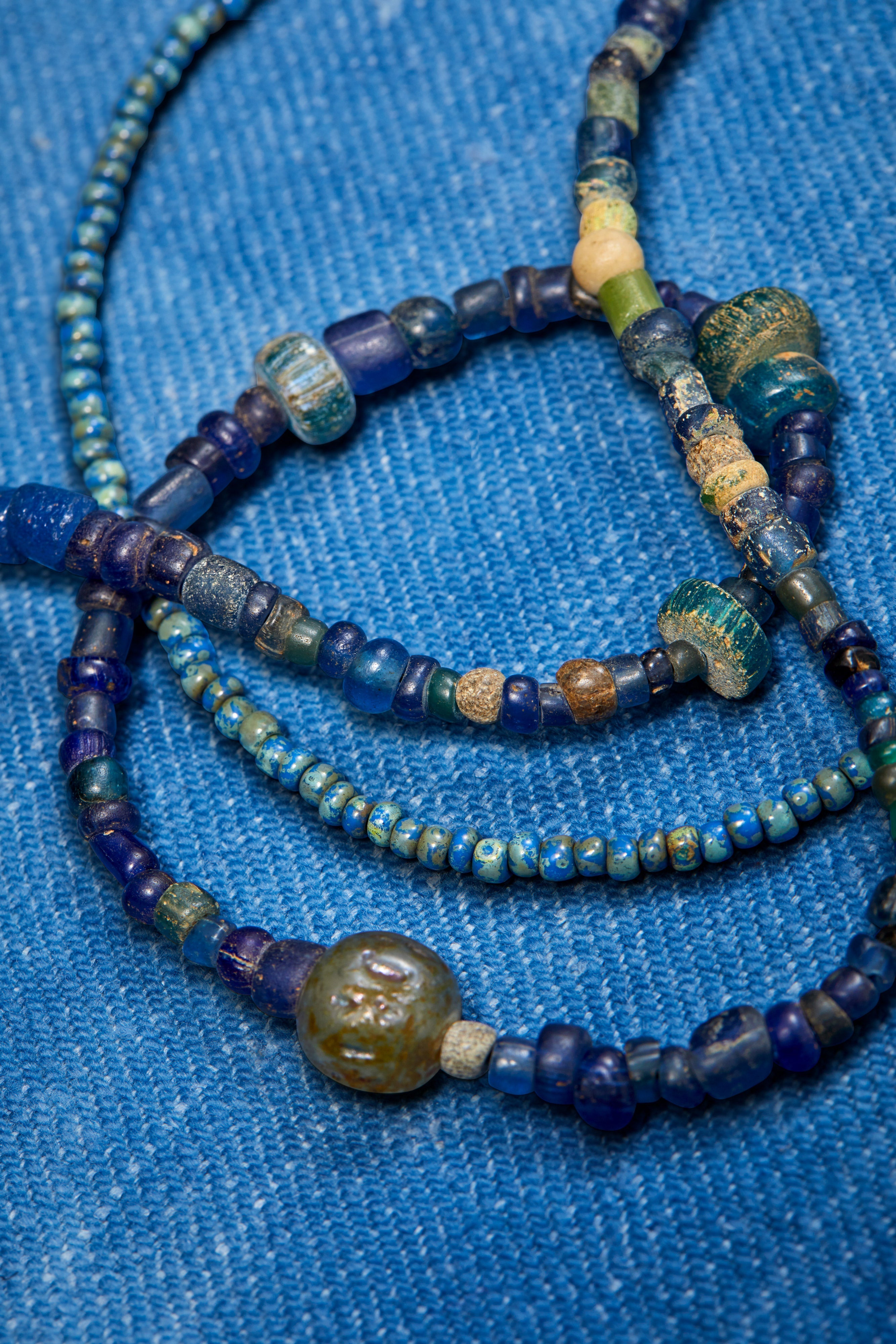 EXTRA LONG INDIGO AND BLACK DRAGONFLY WRAP-AROUND AROUND NECKLACE