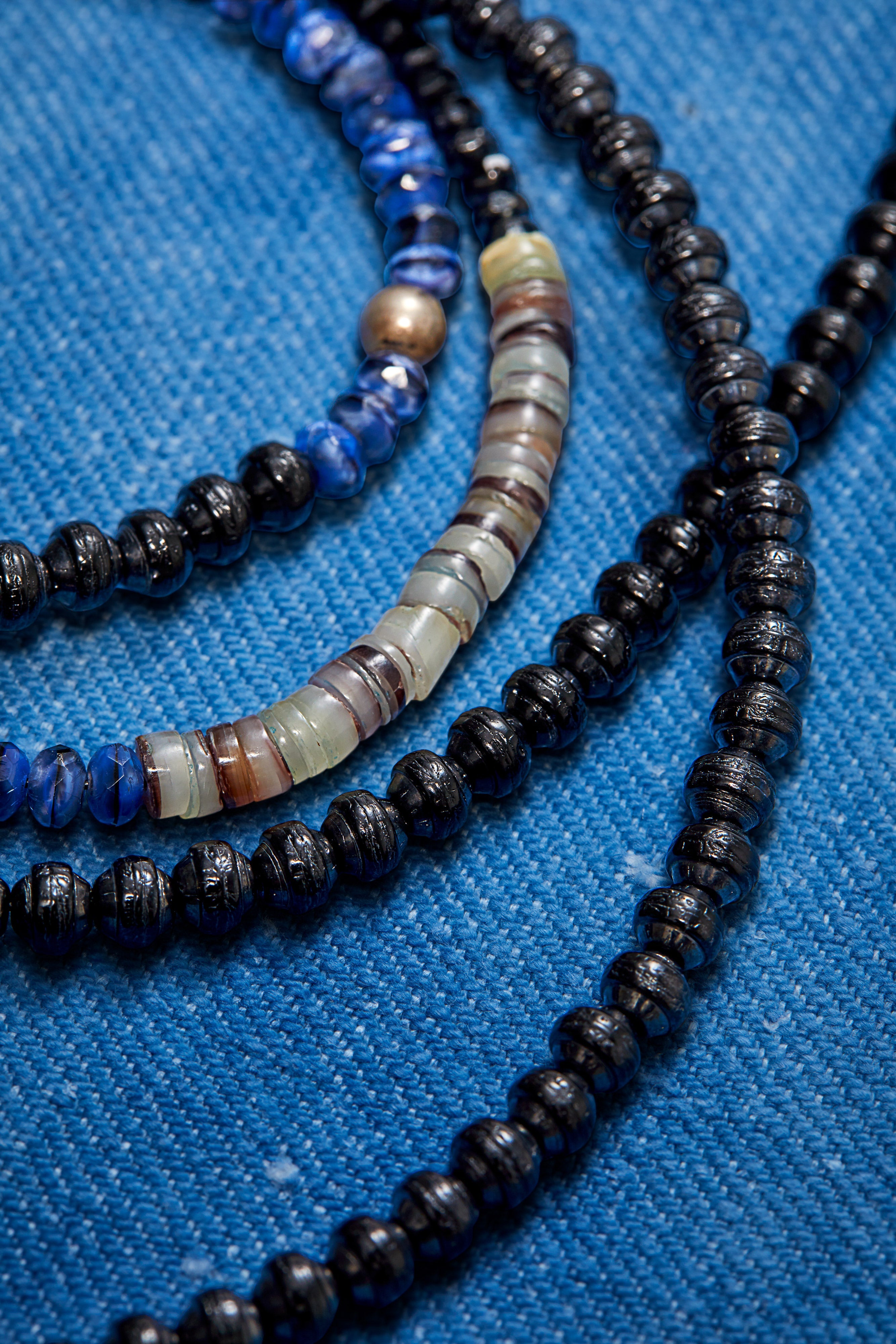 SHADES OF BLUE ULTRA LONG WRAP-AROUND NECKLACE