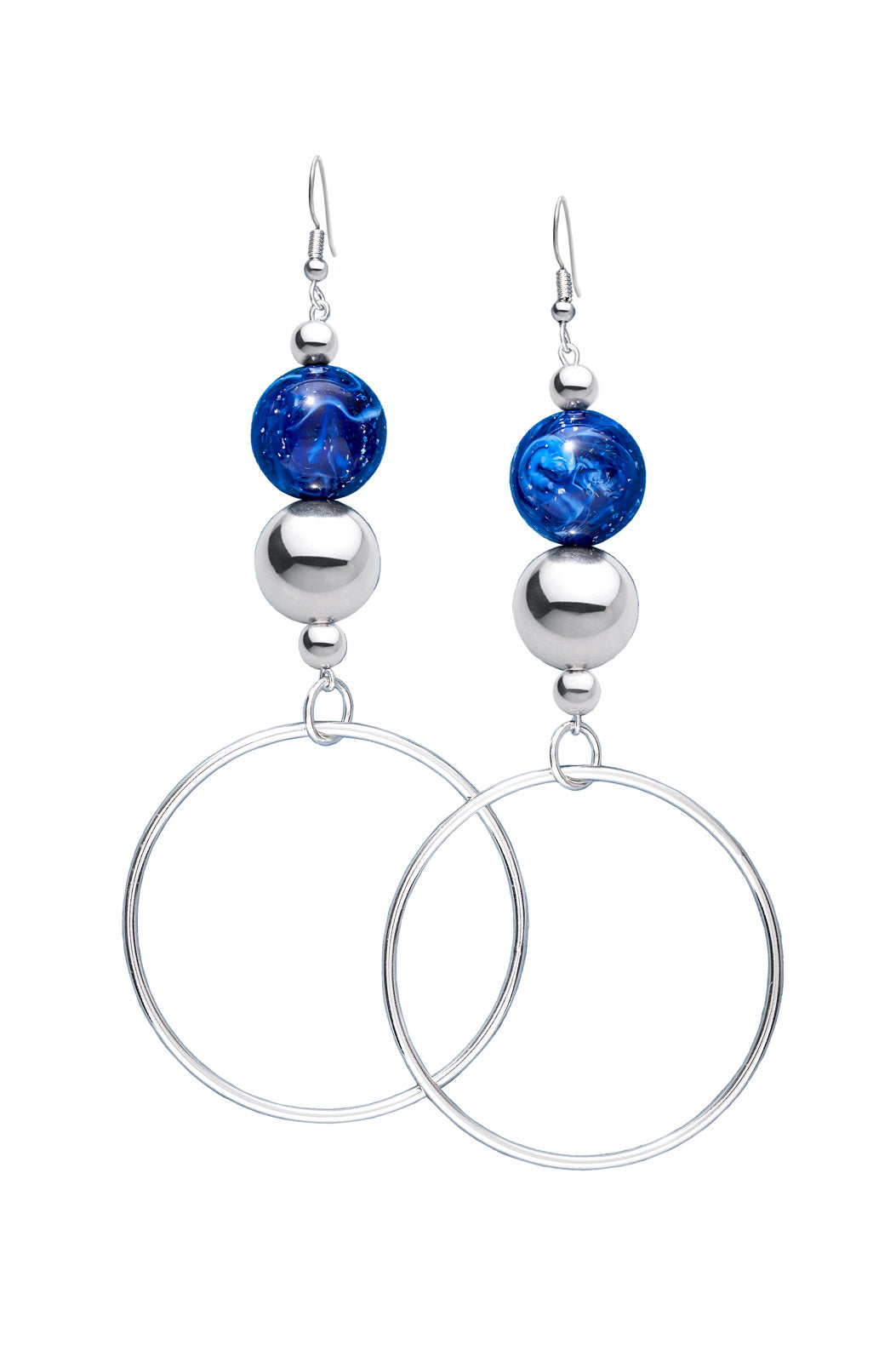NAVY COSMIC STERLING SILVER HOOP EARRINGS