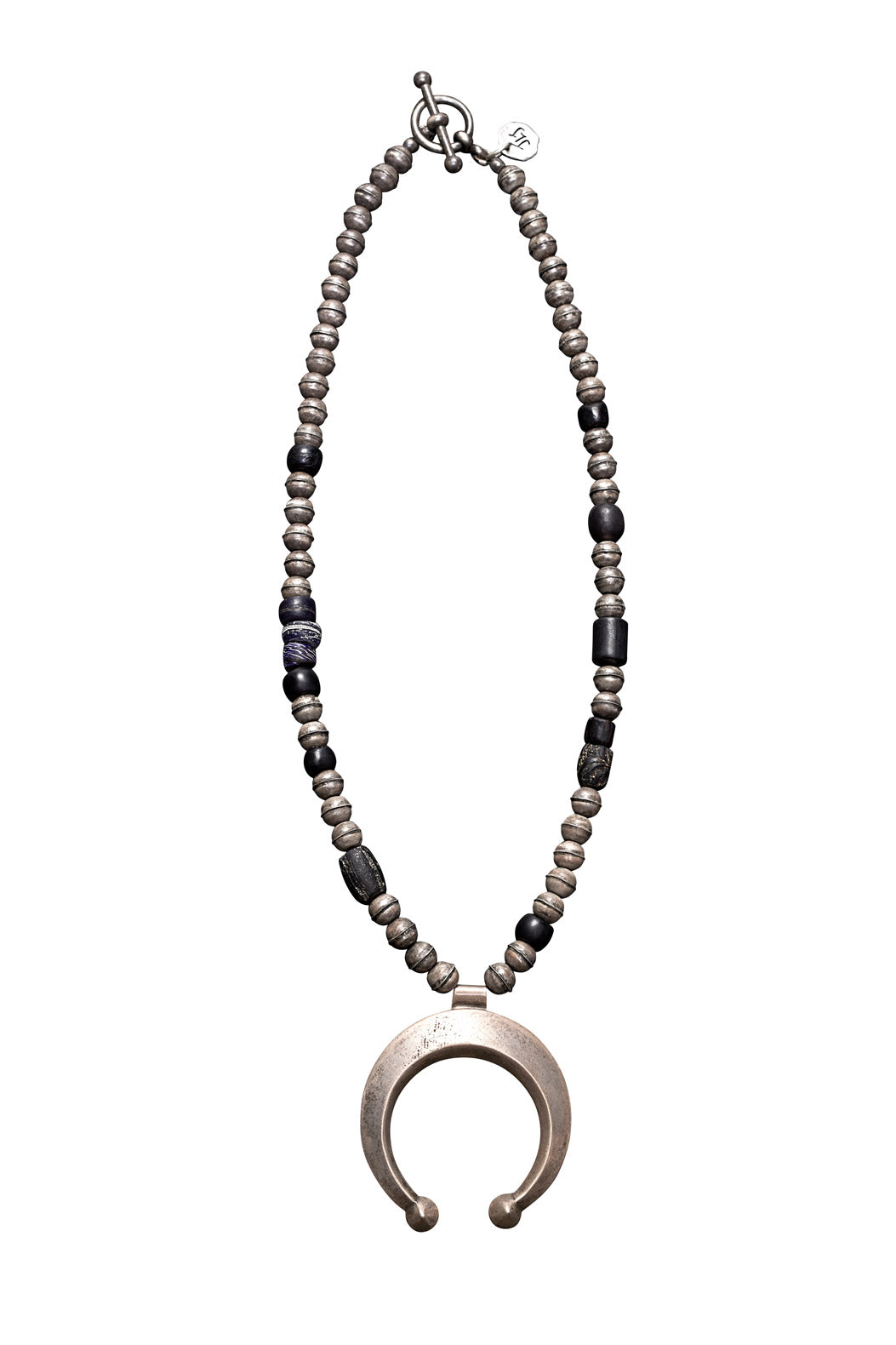 OXIDIZED STERLING DILVER SND BLACK VINTAGE NAJA NECKLACE