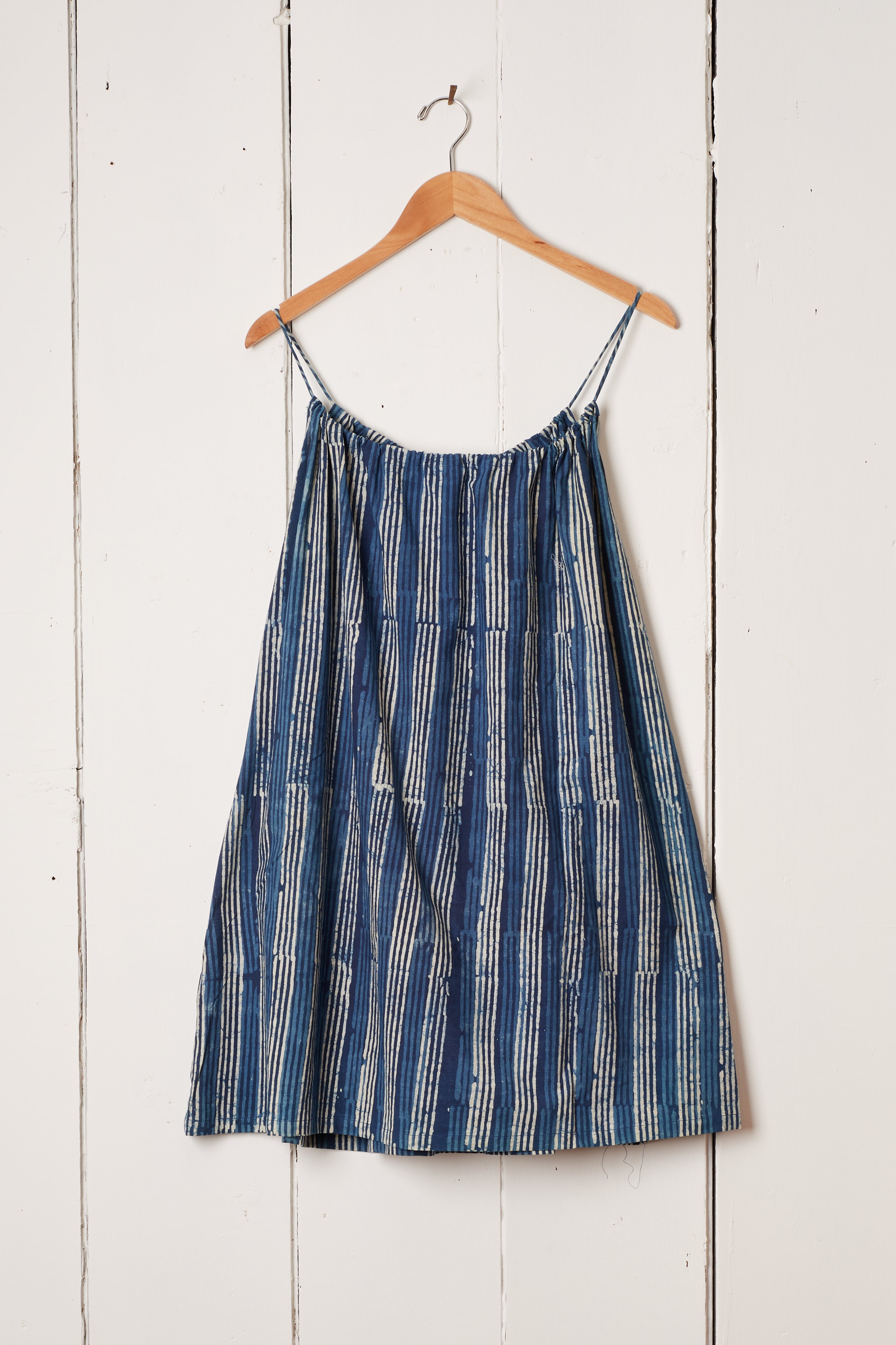 DEEP BLUE INDIGO STRIPE WAIKIKI DRESS