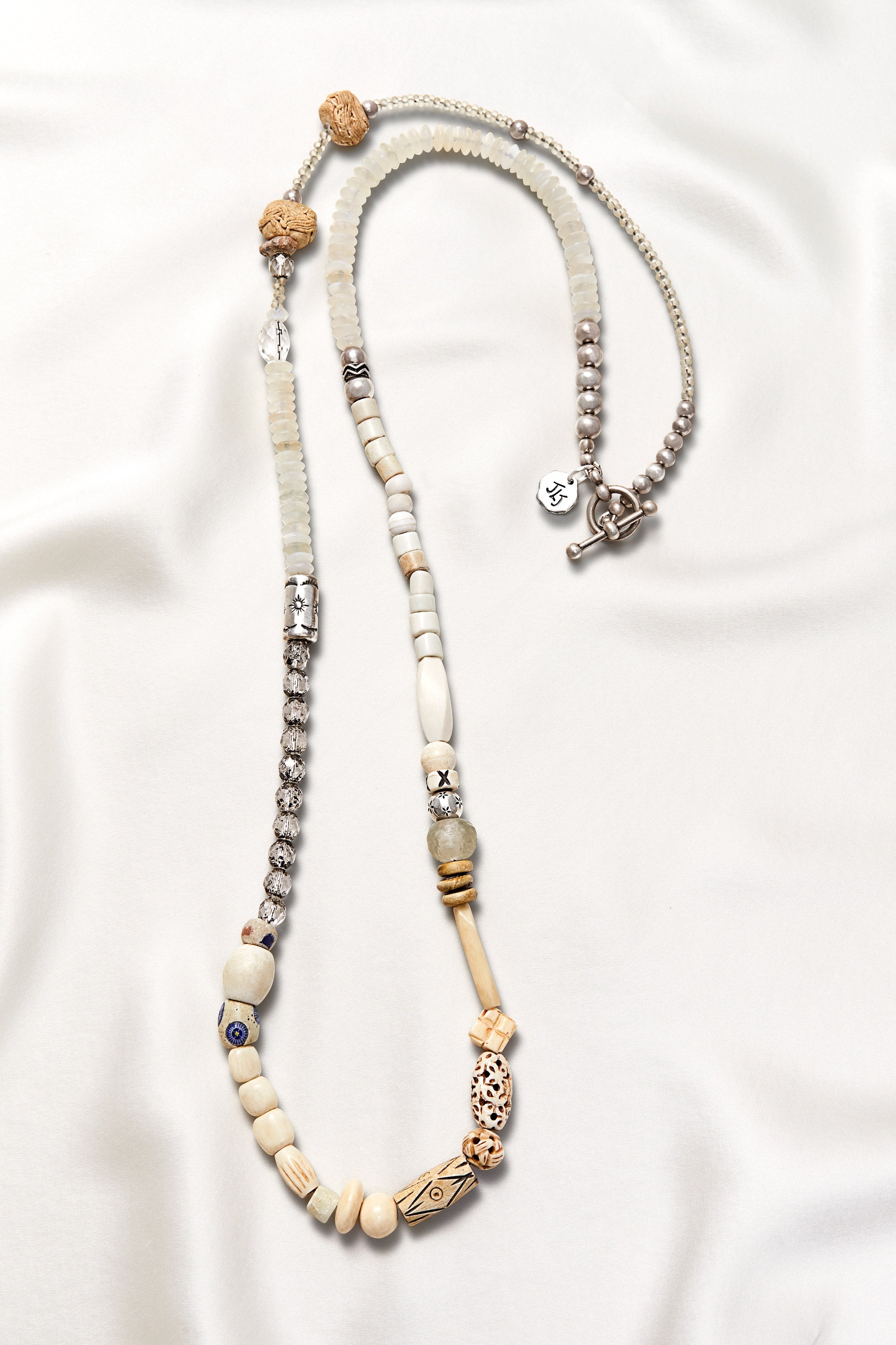CRYSTAL QUARTZ AND MOONSTONE SOUTHWEST SUN NECKLACE