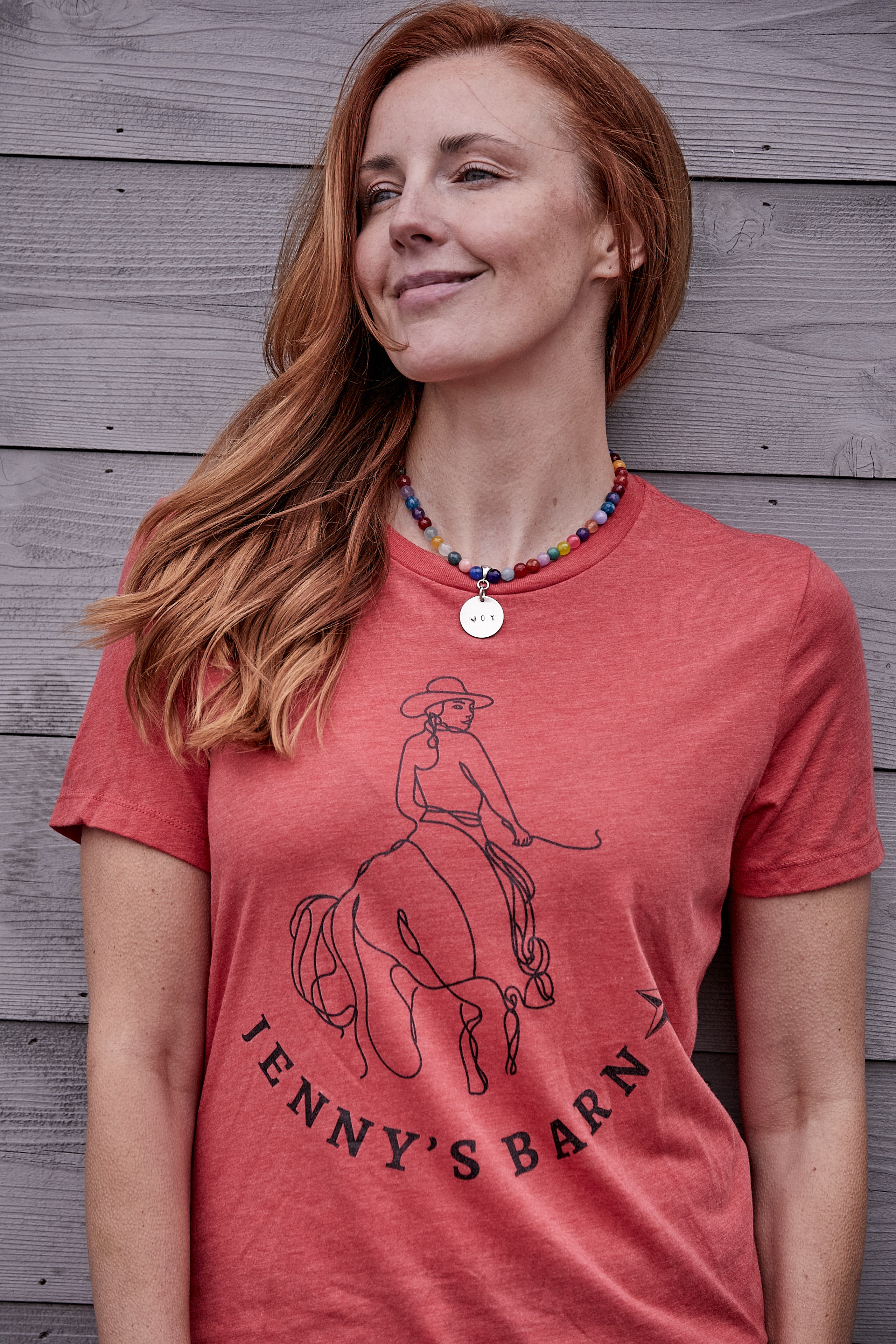 JENNY’S BARN WOMENS RED FITTED TEE