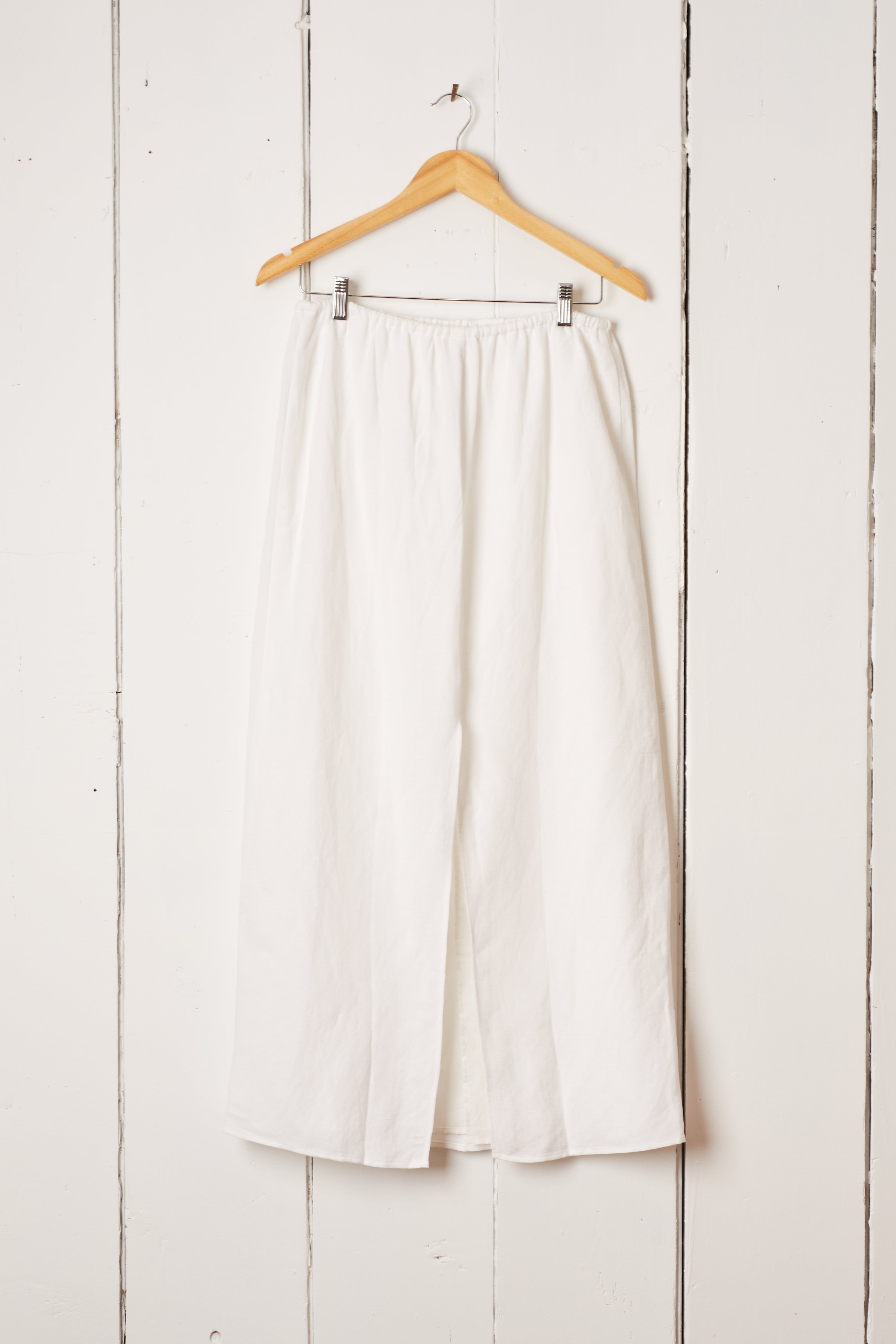 WHITE LINEN LONG DRAWSTRING SKIRT