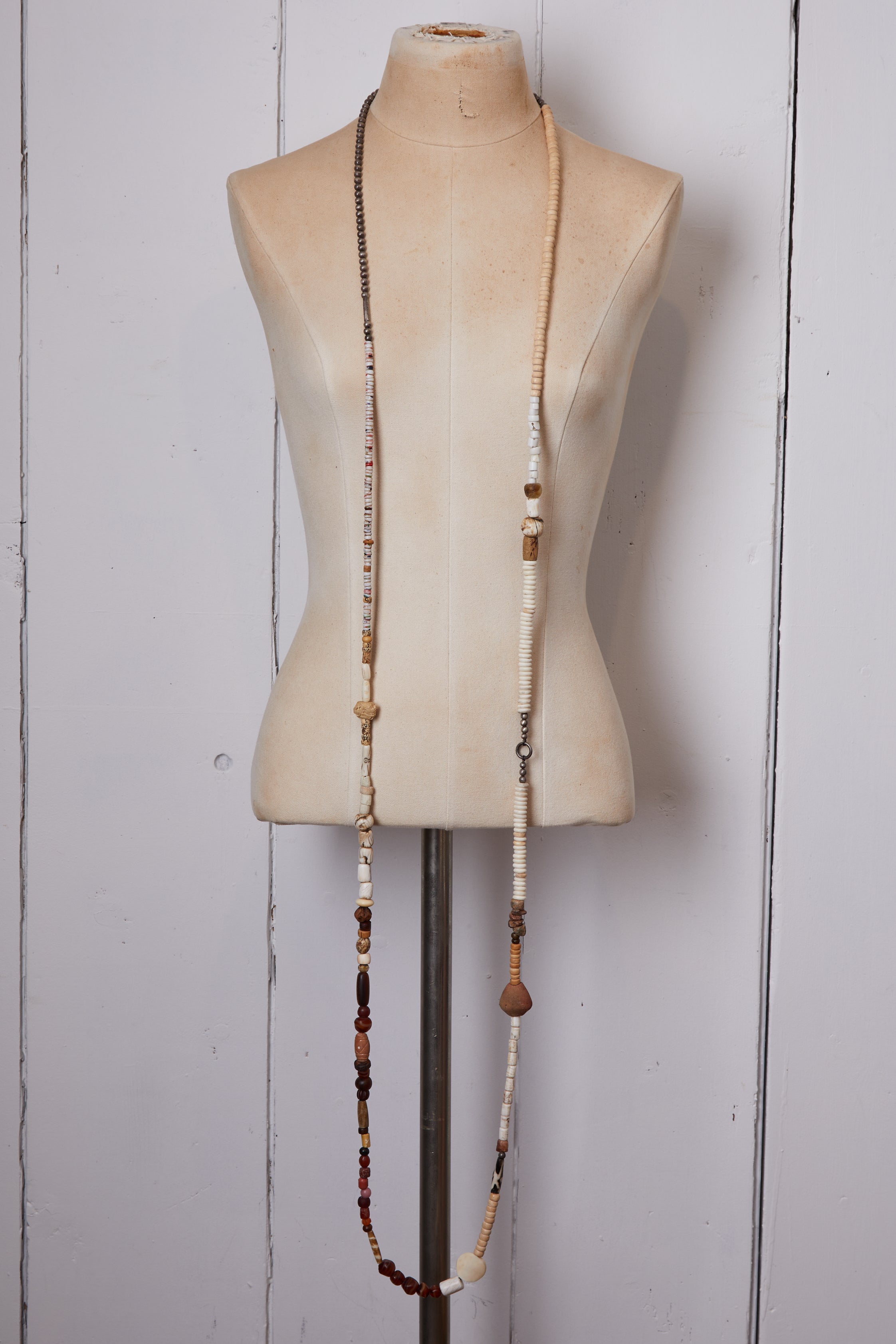 LONG WHITE POTTERY NECKLACE