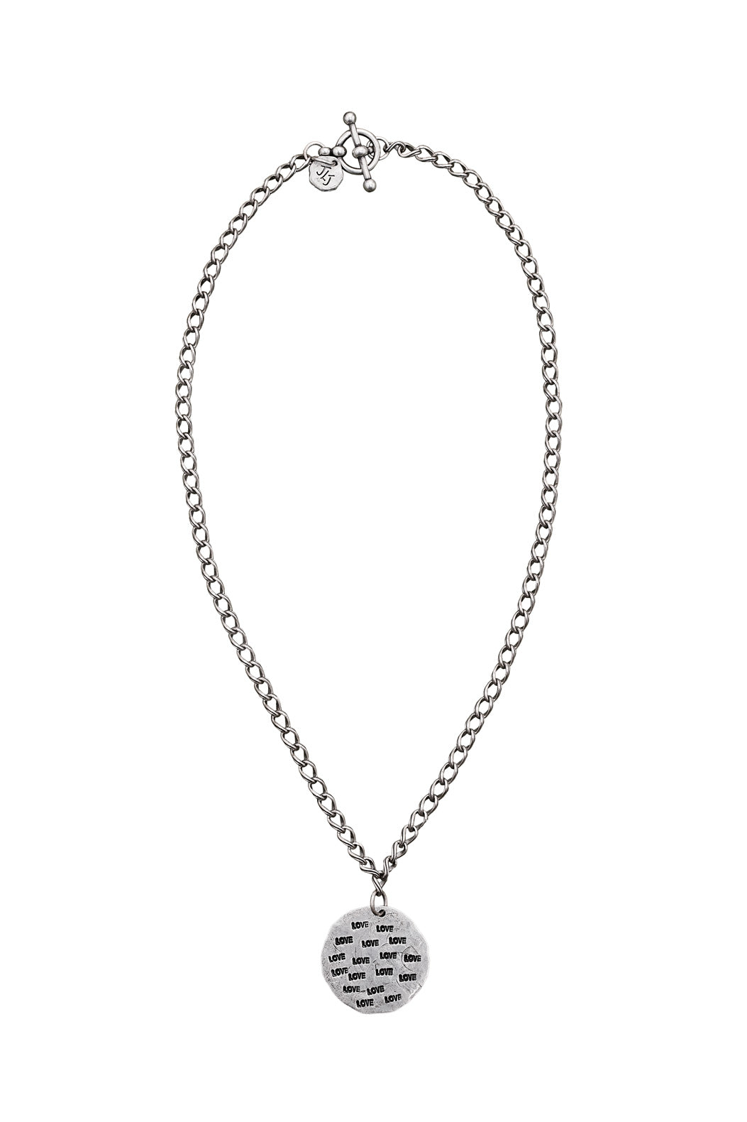 OXIDIZED SILVER MULTIPLE LOVE CHAIN NECKLACE