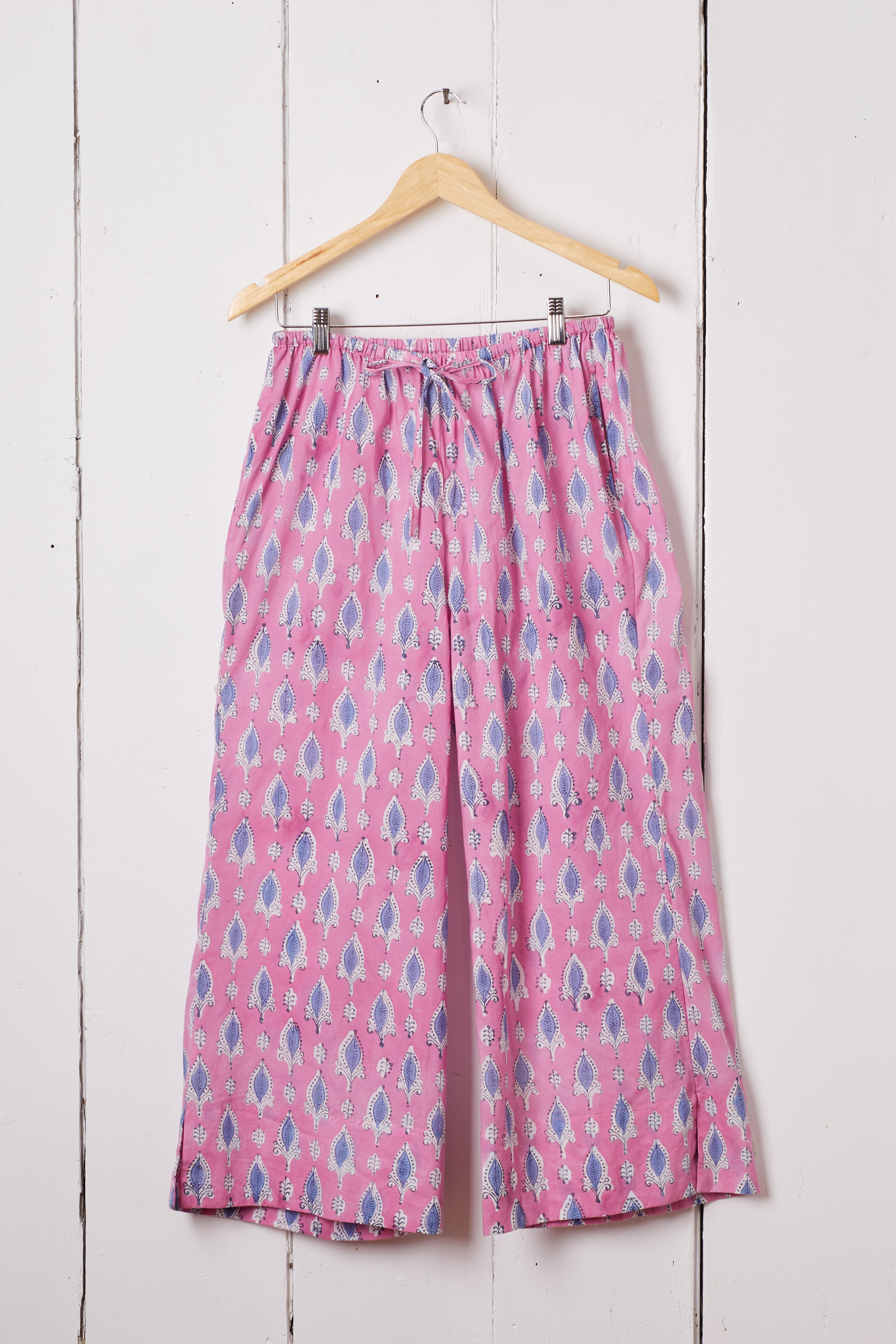 PINK AND BLUE HAND BLOCK PRINT LOUNGE PANTS