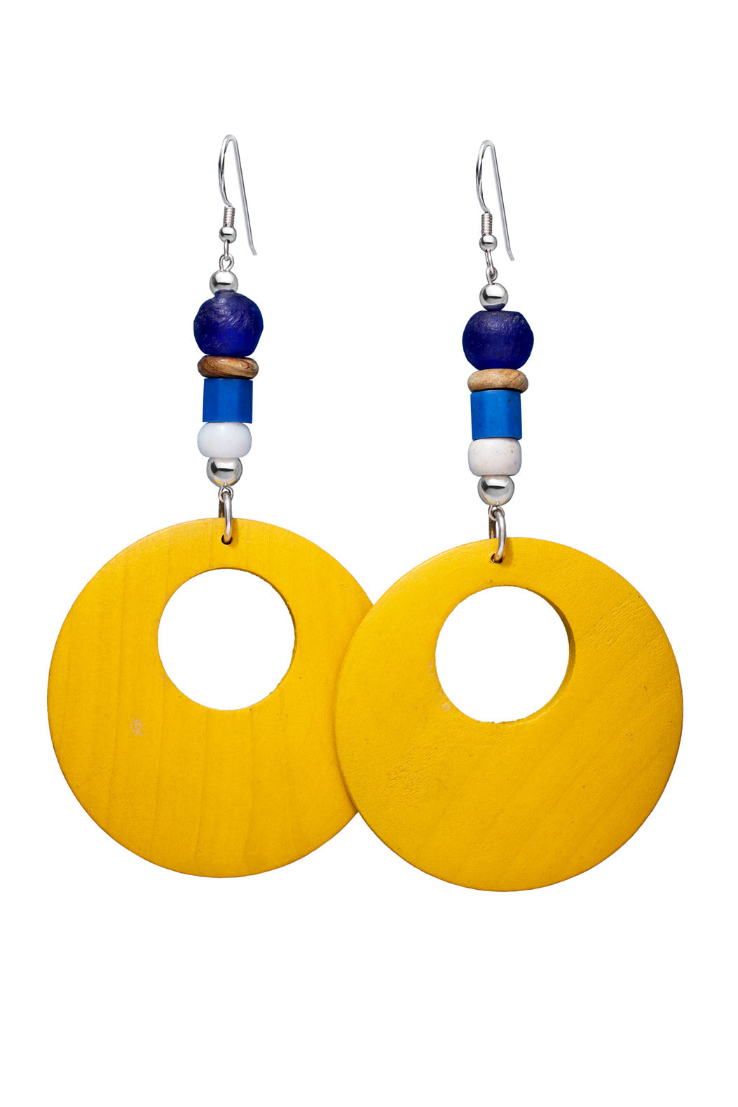BLUE AND YELLOW NAUTICAL HOOP EARRINGS