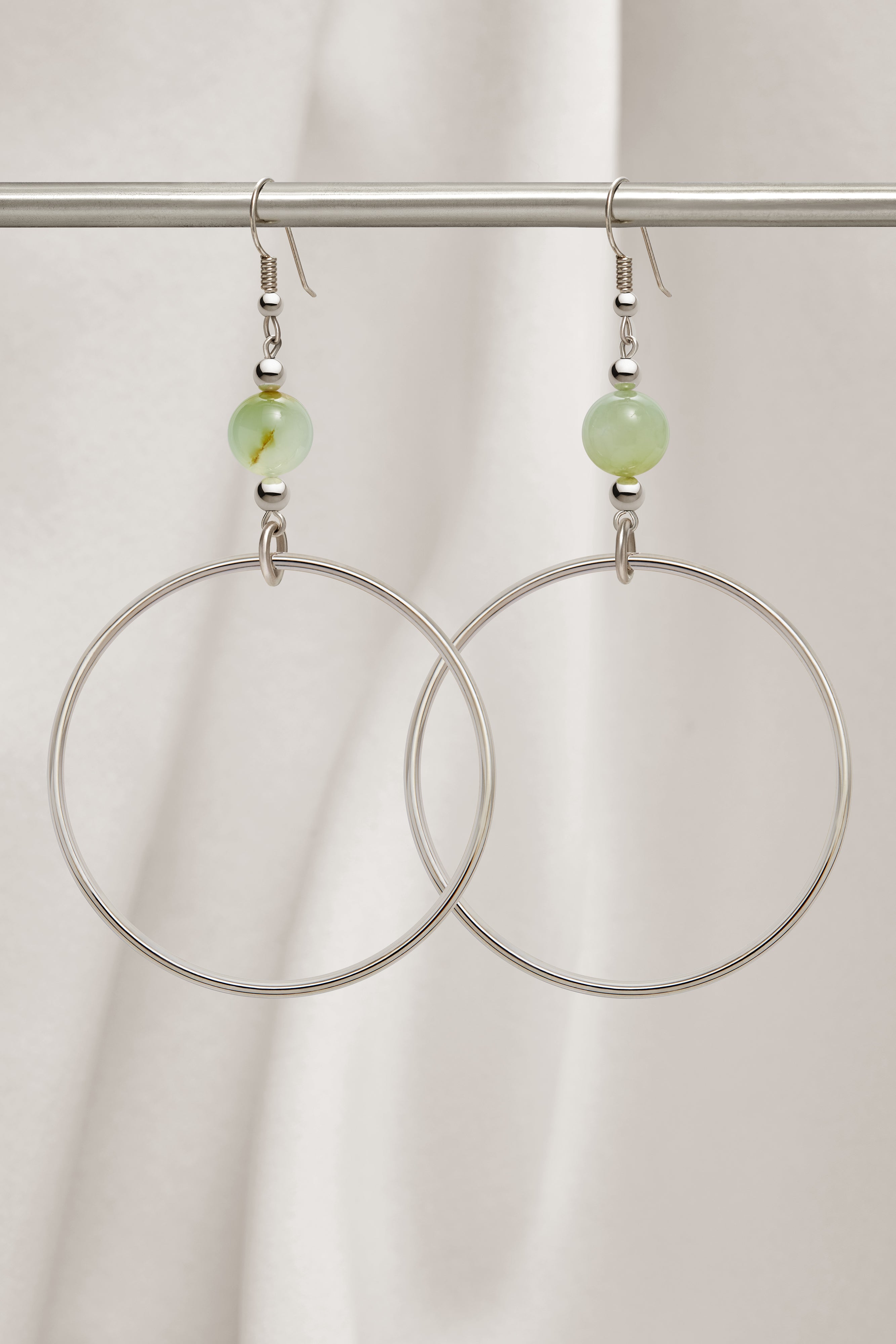 GREEN AQUAMARINE CLASSIC STERLING SILVER HOOP