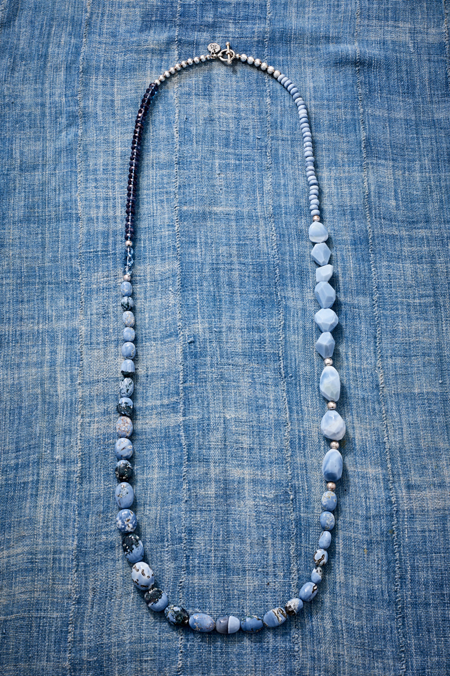 Deep Mystic Blue Topaz And Denim Blue Opal Necklace