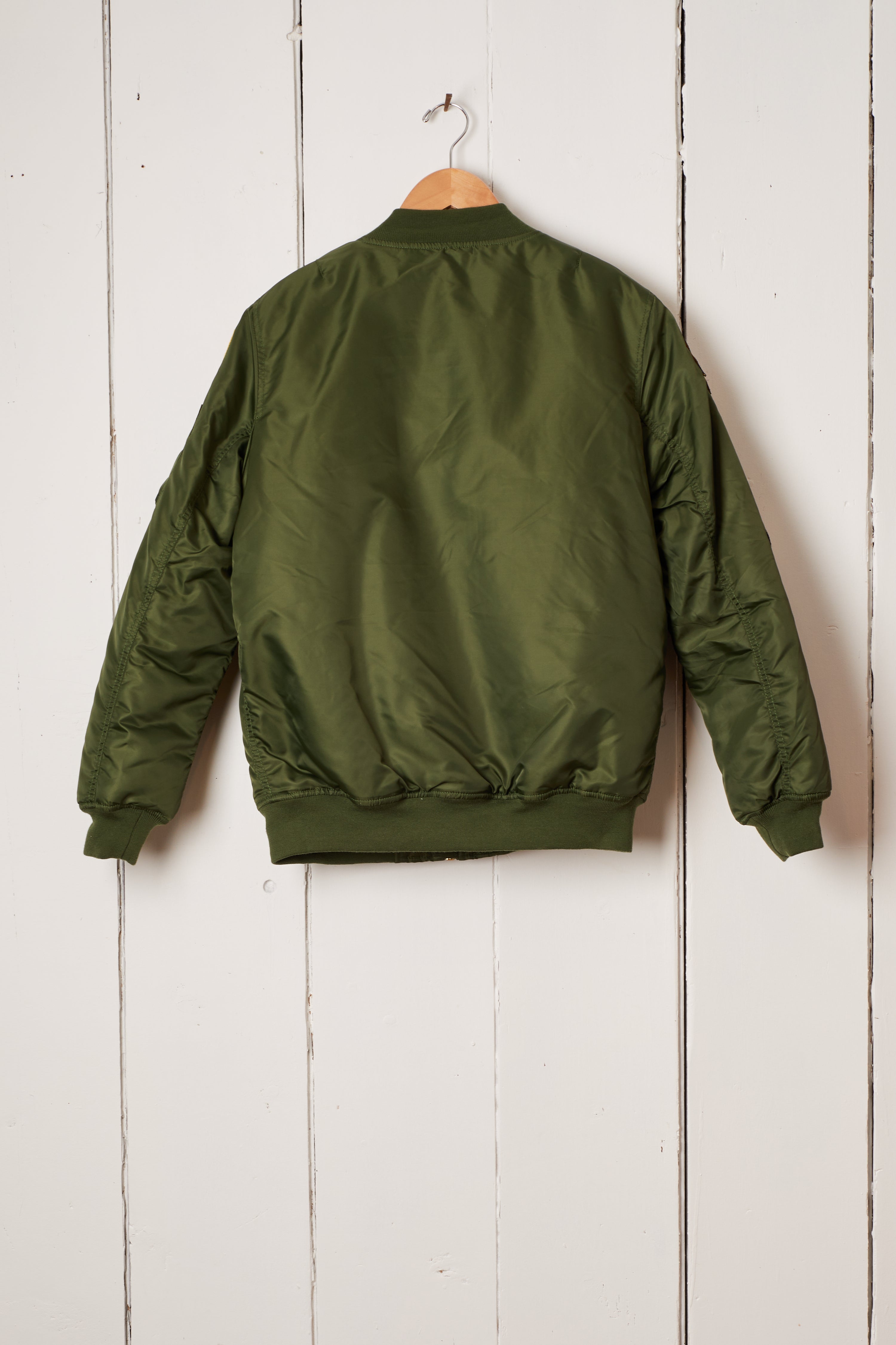 OLIVE FLIGHT JACKET WITH PATCHES - UNISEX