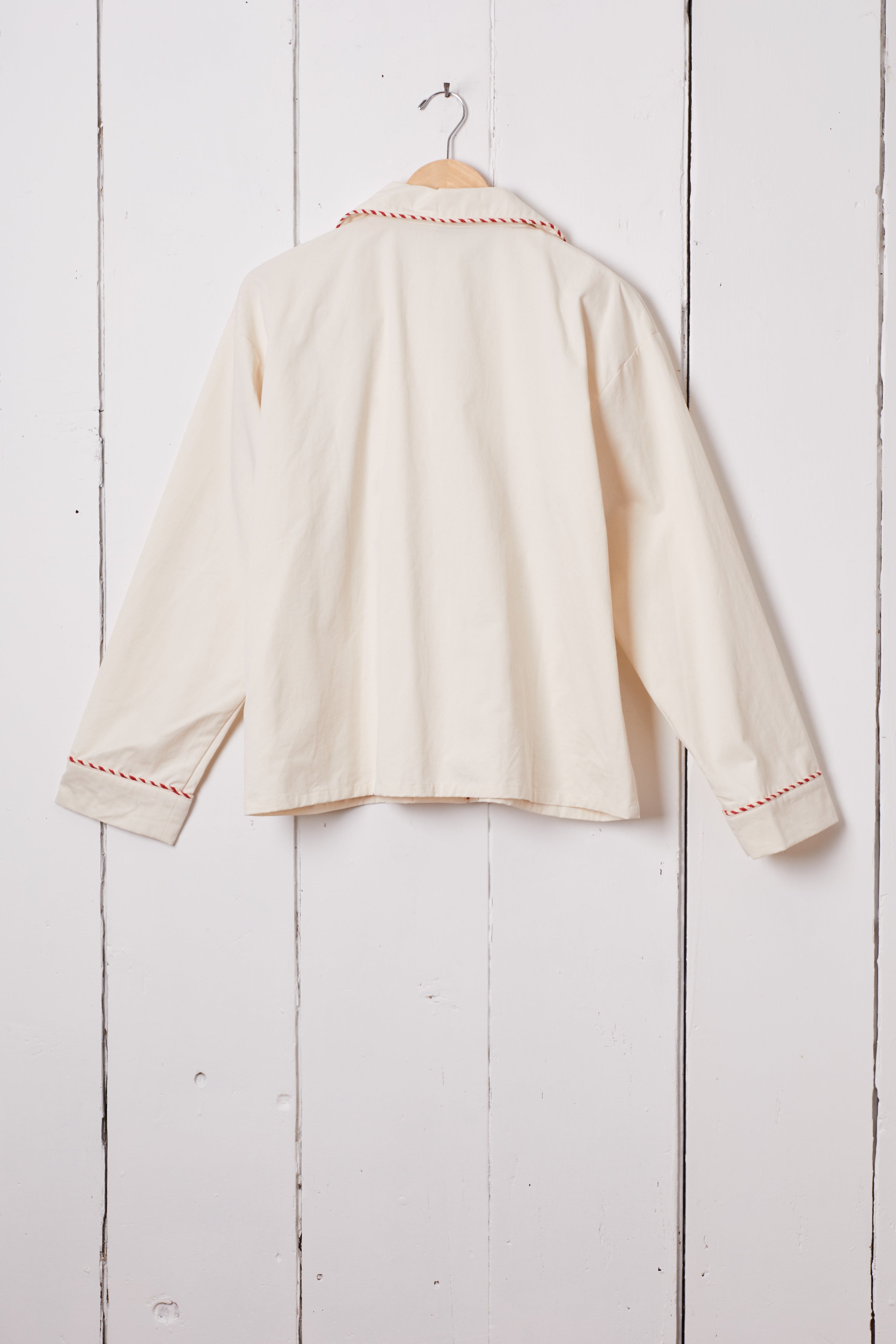 WHITE COTTON EMBROIDERED WESTERN JACKET
