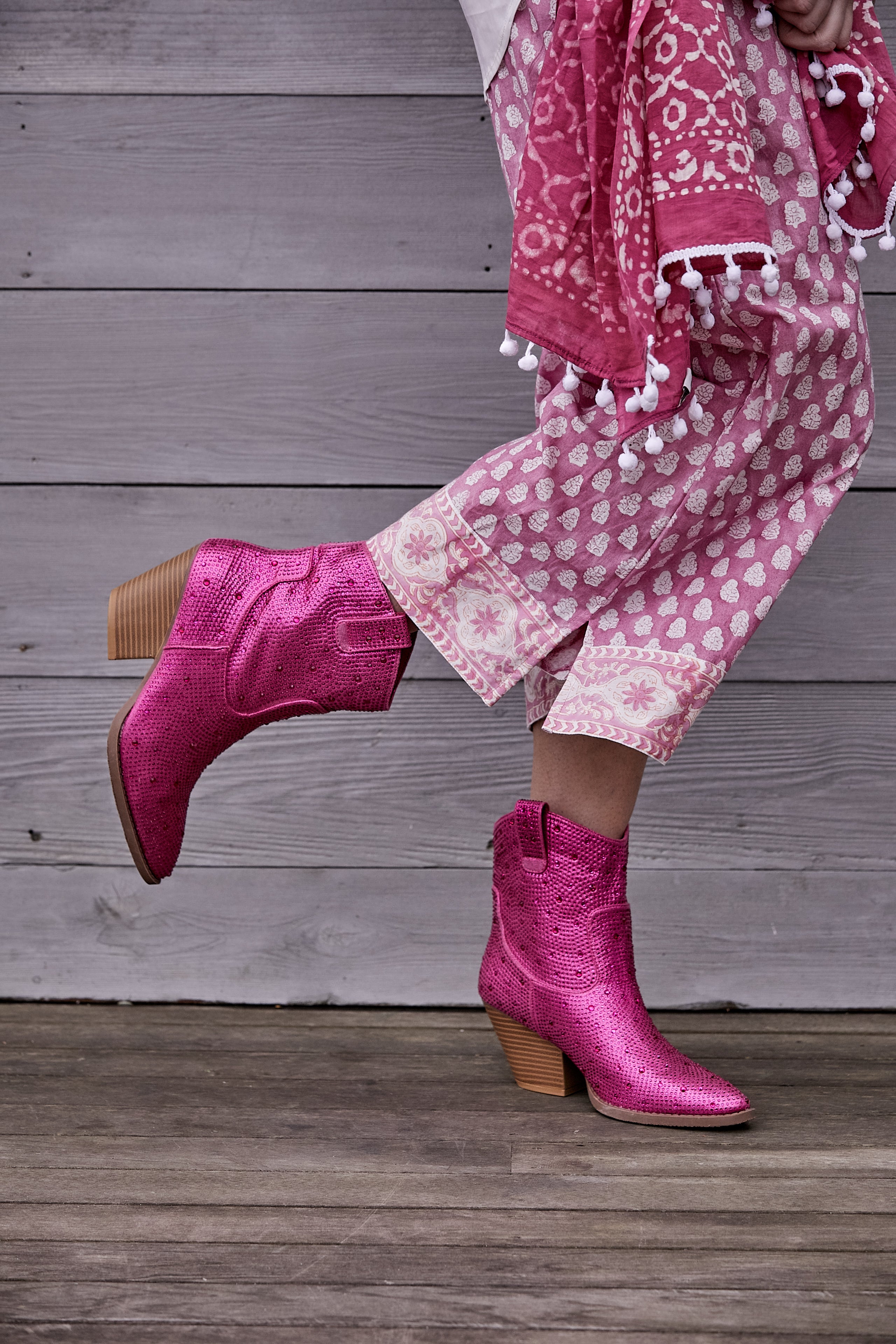 PINK AND WHITE HAND BLOCK PRINT LOUNGE PANTS