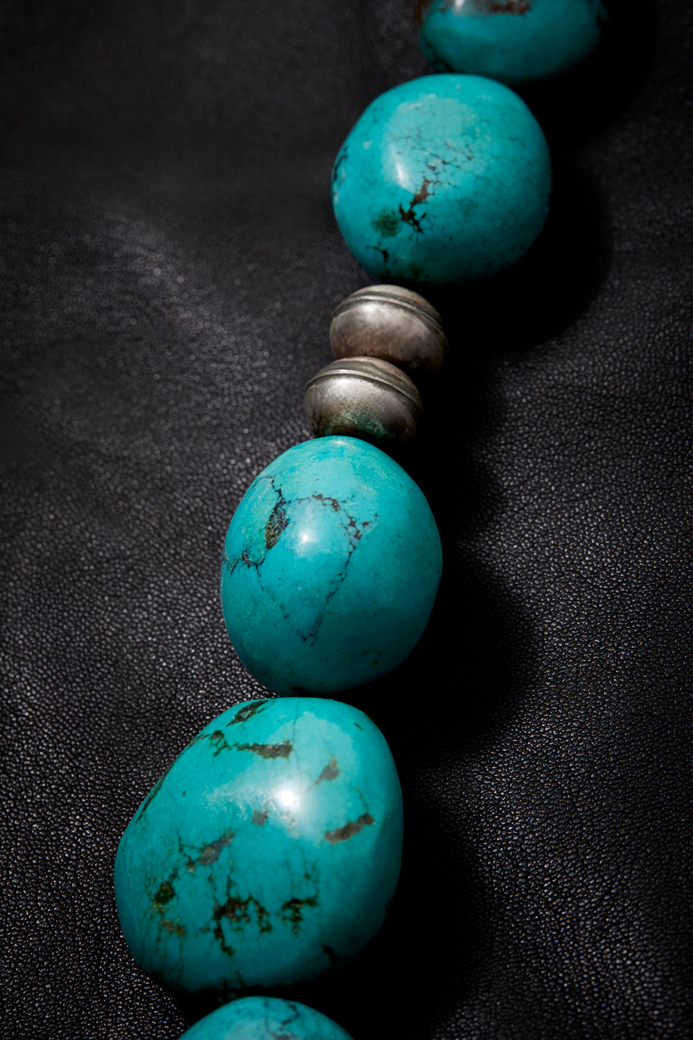LONG TURQUOISE AND STERLING SILVER GODDESS NECKLACE