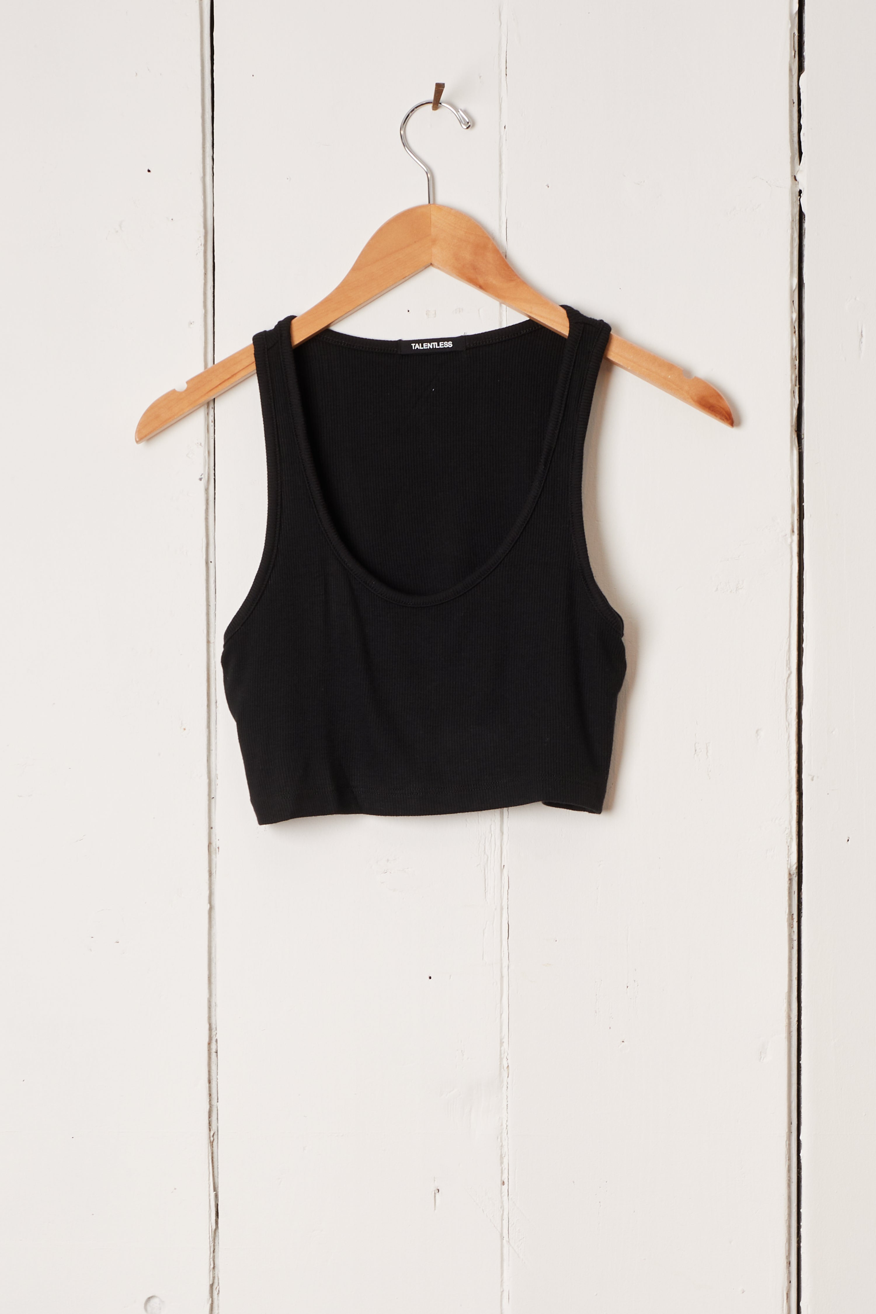 BLACK MODAL CROP TANK