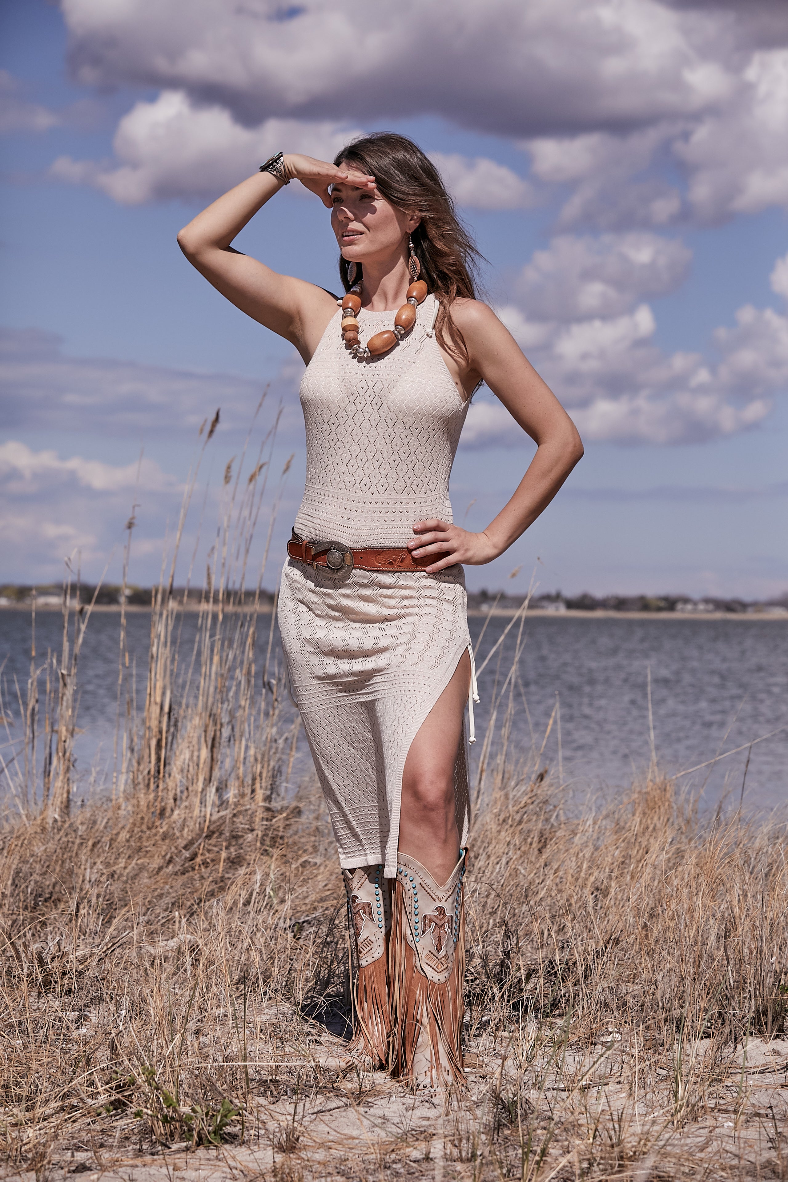 CREAM KNIT COVER UP