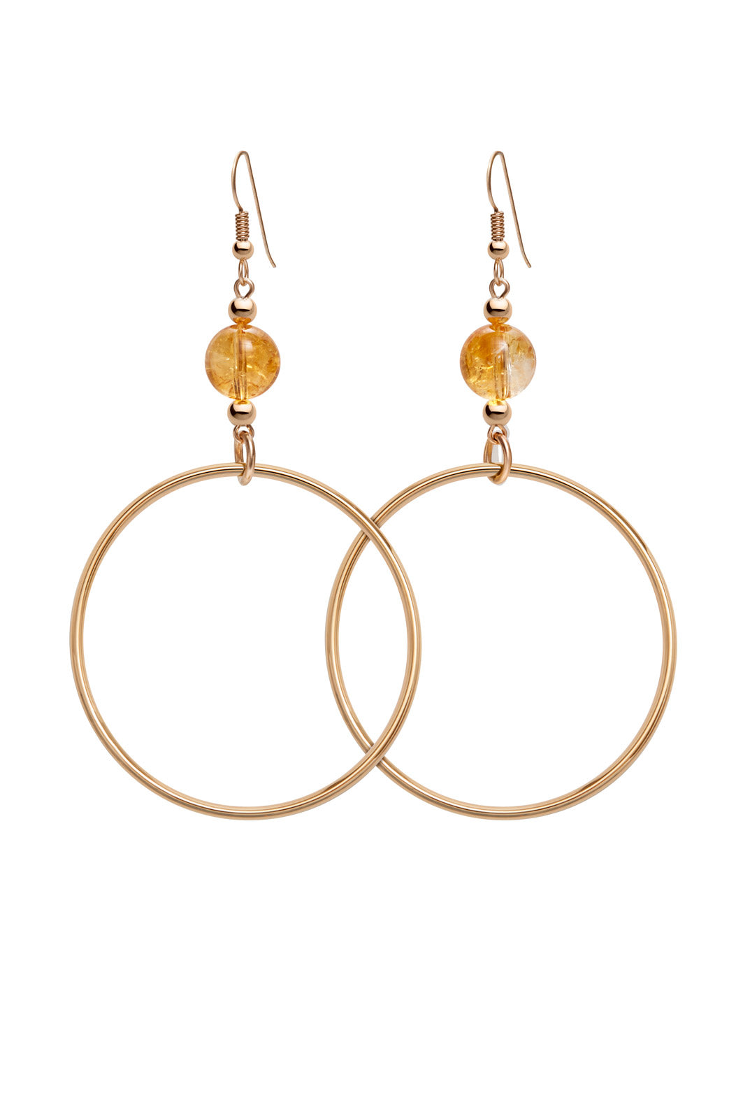 DARK CITRINE CLASSIC GOLD HOOP EARRINGS