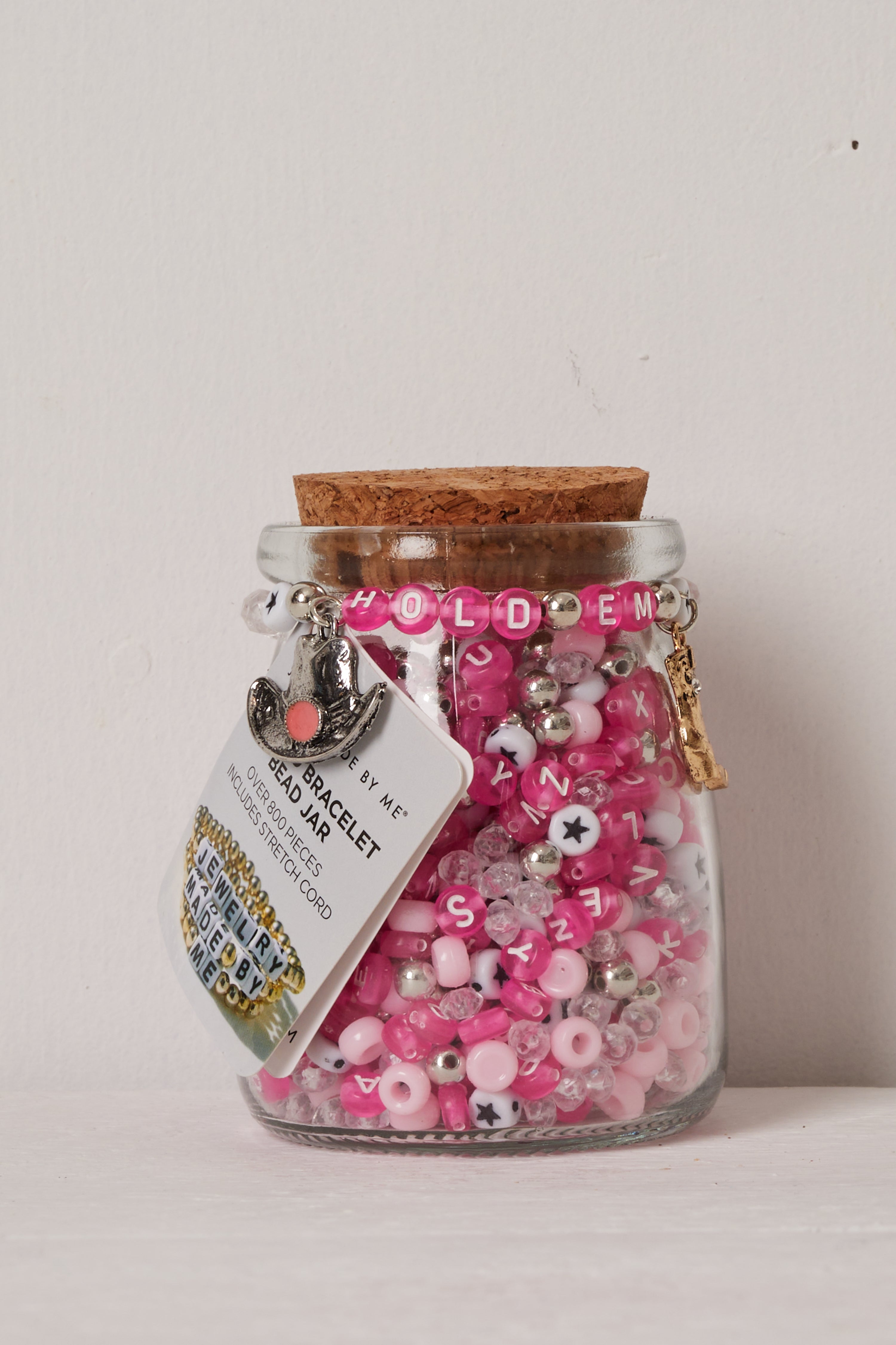 HOLD EM COWGIRL WESTERN PINK BEAD JAR