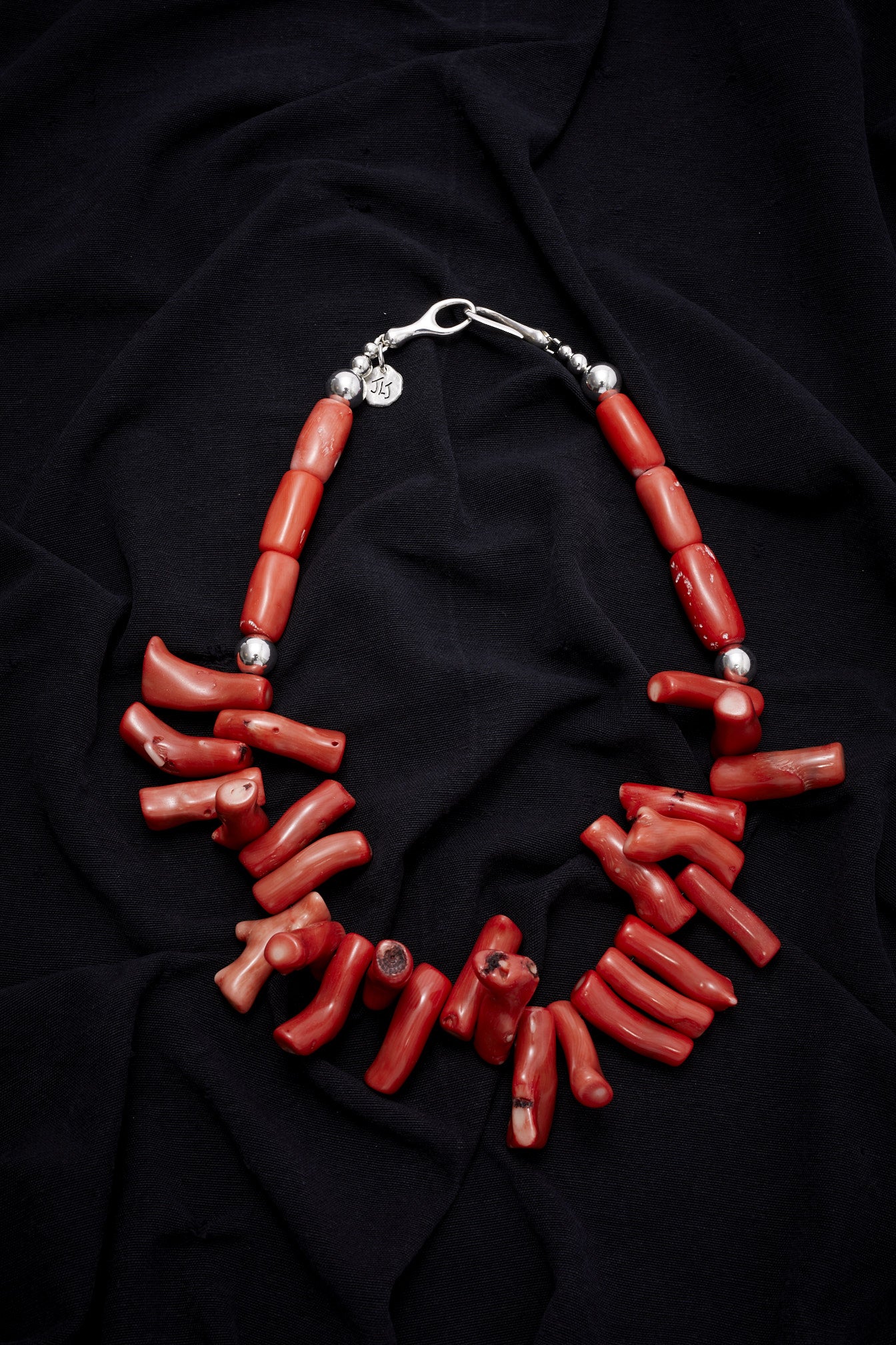 PINK ORANGE CORAL FAN NECKLACE