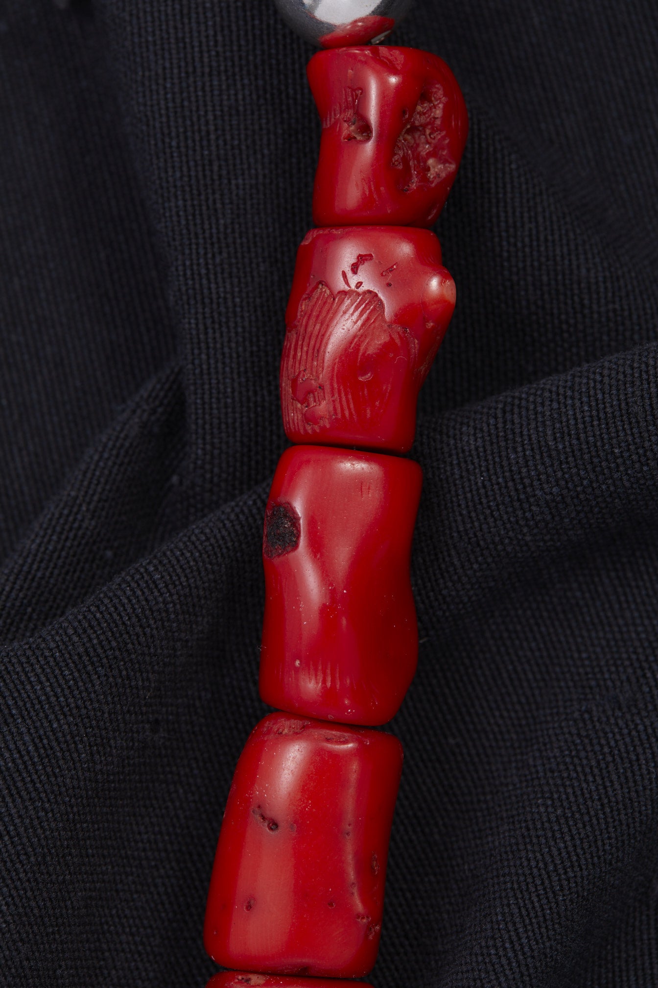 RED CORAL AND STERLING SILVER NECKLACE