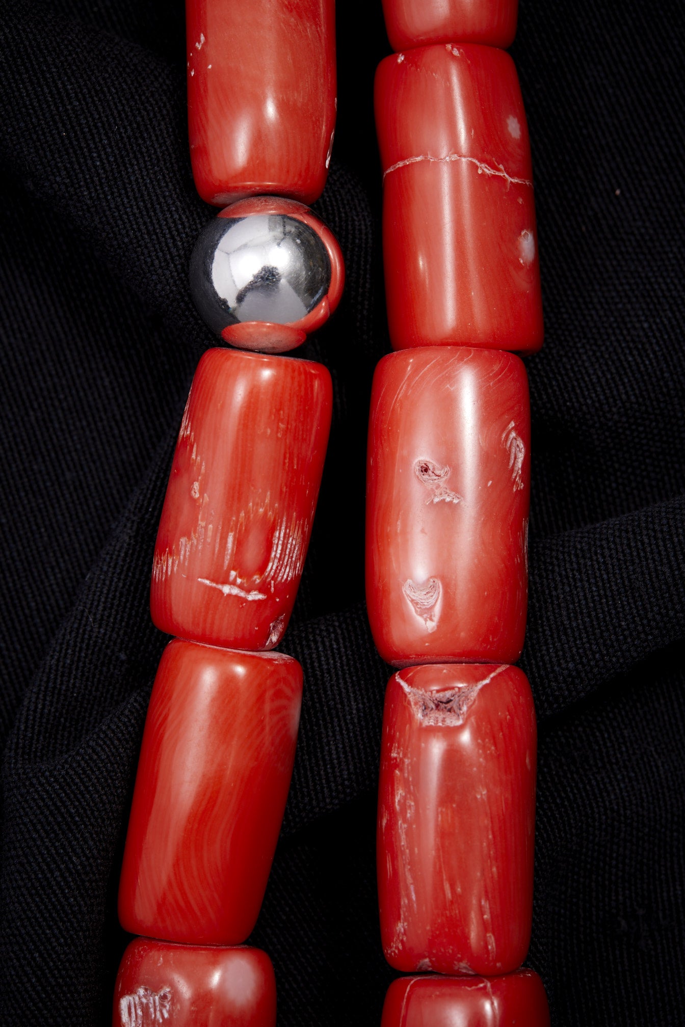 ORANGE CORAL AND STERLING SILVER NECKLACE