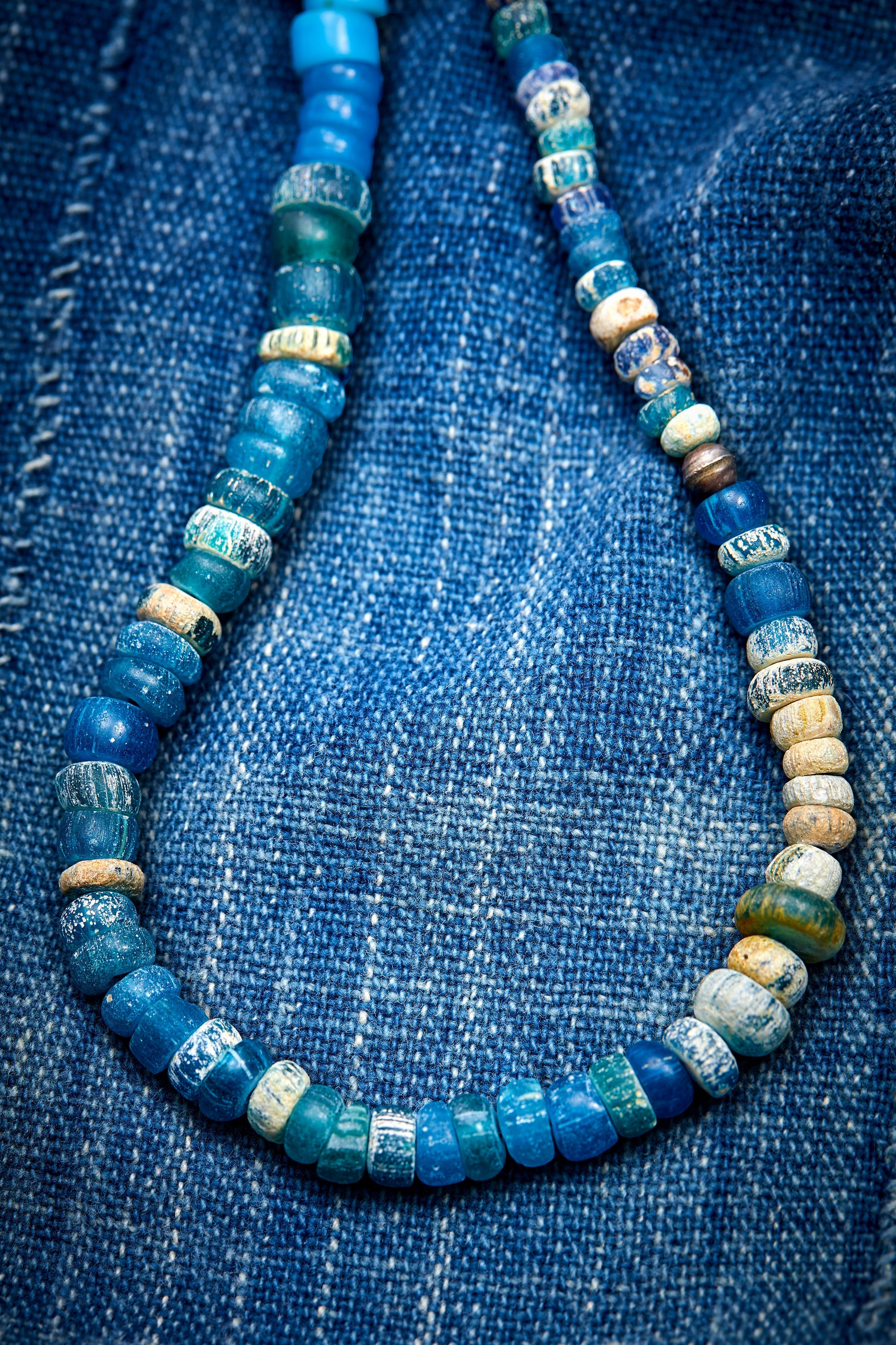 SKY BLUE AND AMBER NECKLACE