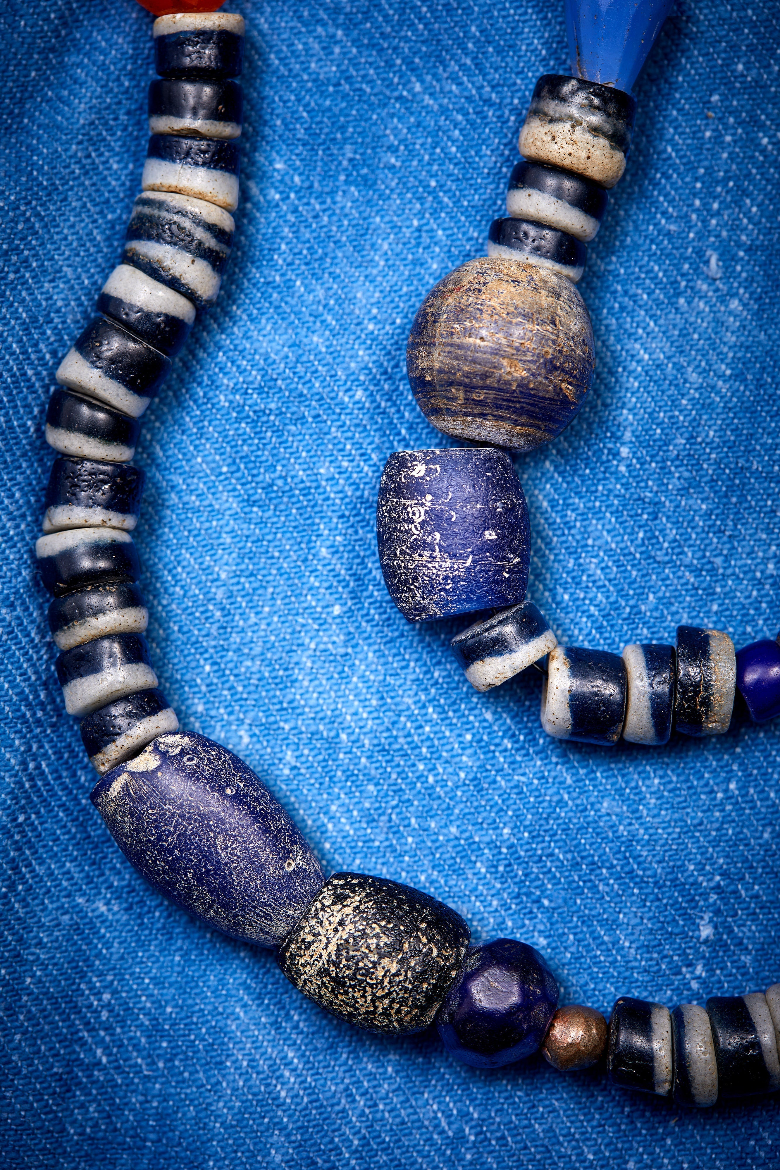 RUGGED NAVY AND ORANGE STRIPE NECKLACE