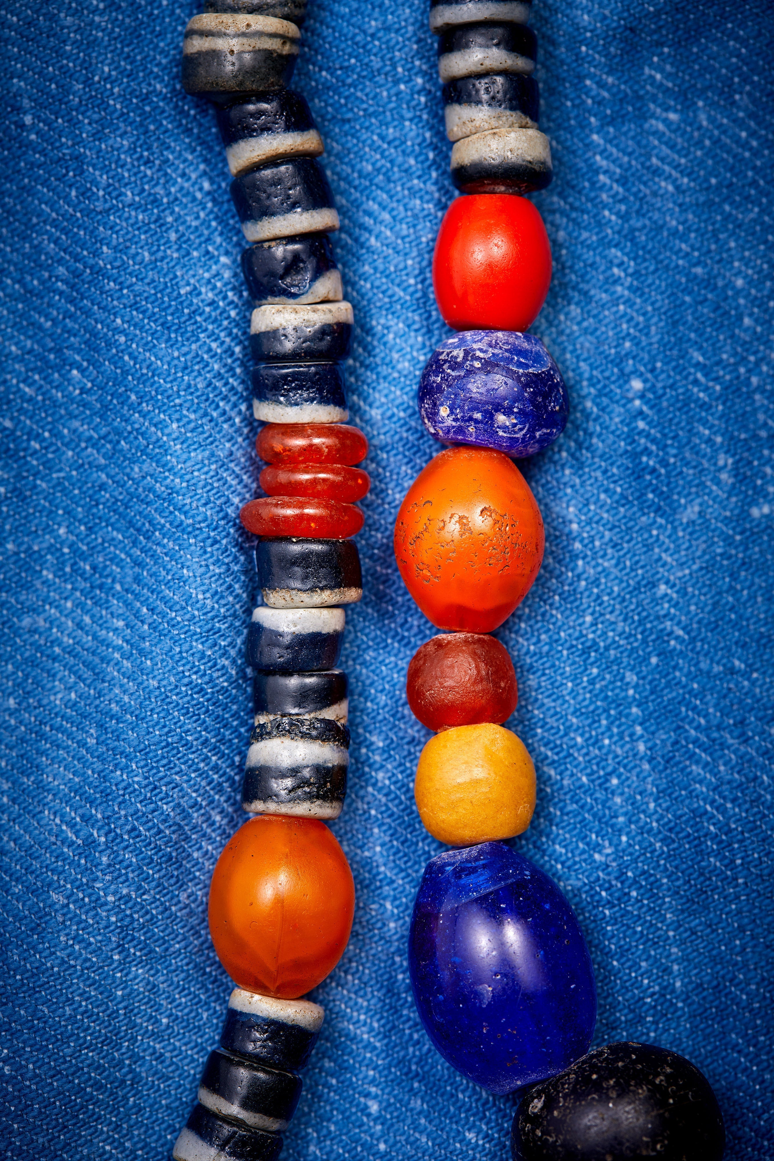 RUGGED NAVY AND ORANGE STRIPE NECKLACE