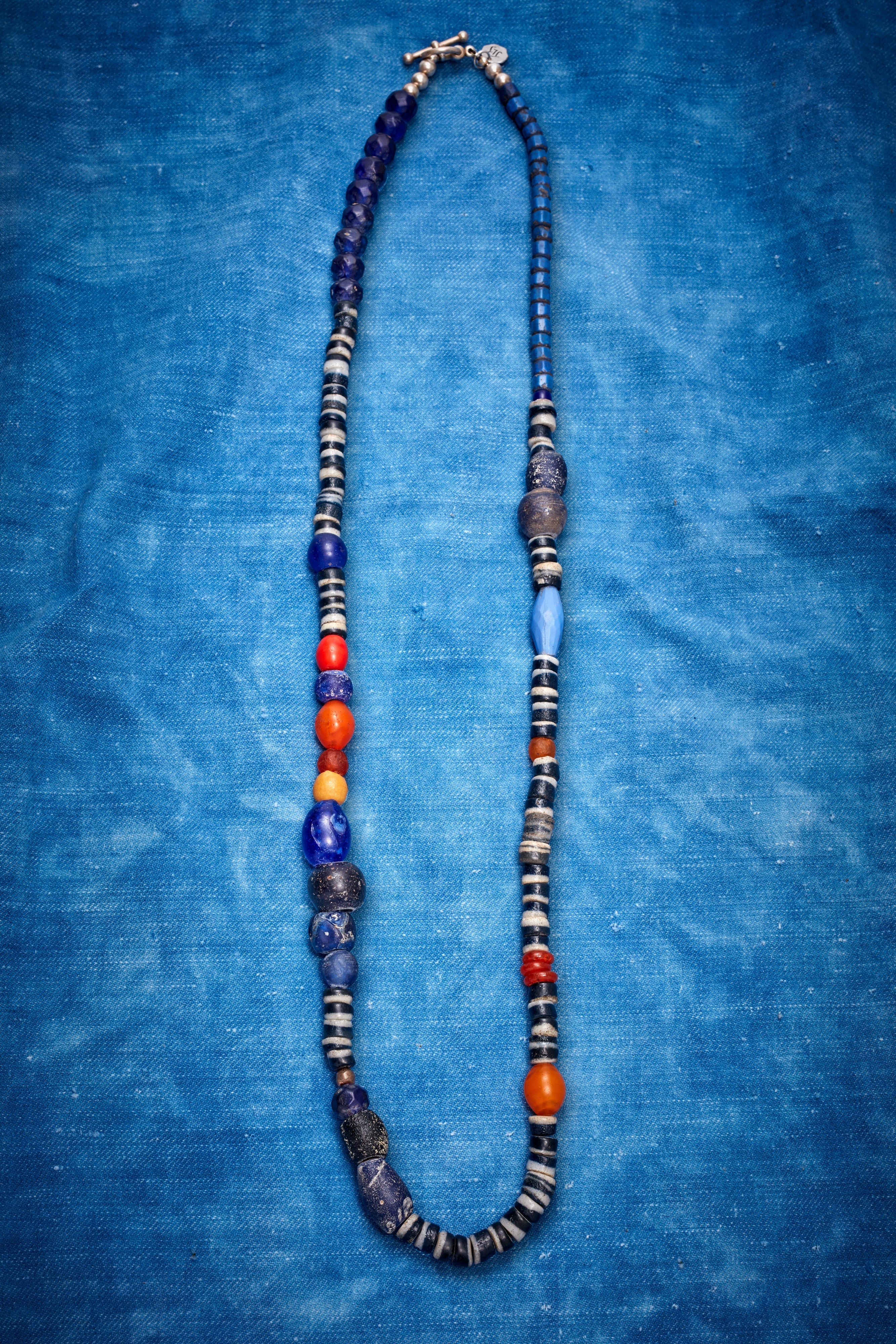RUGGED NAVY AND ORANGE STRIPE NECKLACE