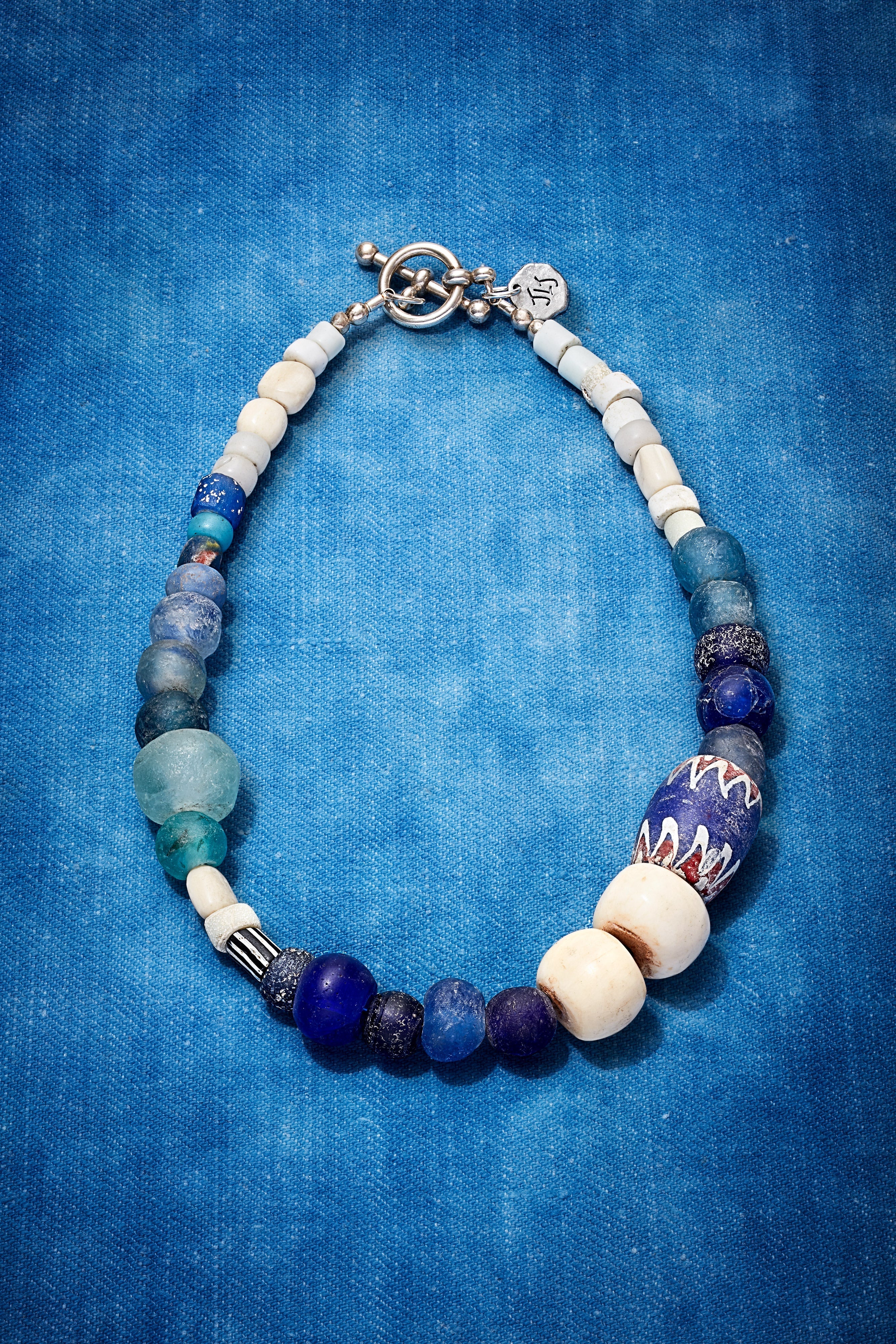 WEATHERED WHITE DENIM CHOKER NECKLACE