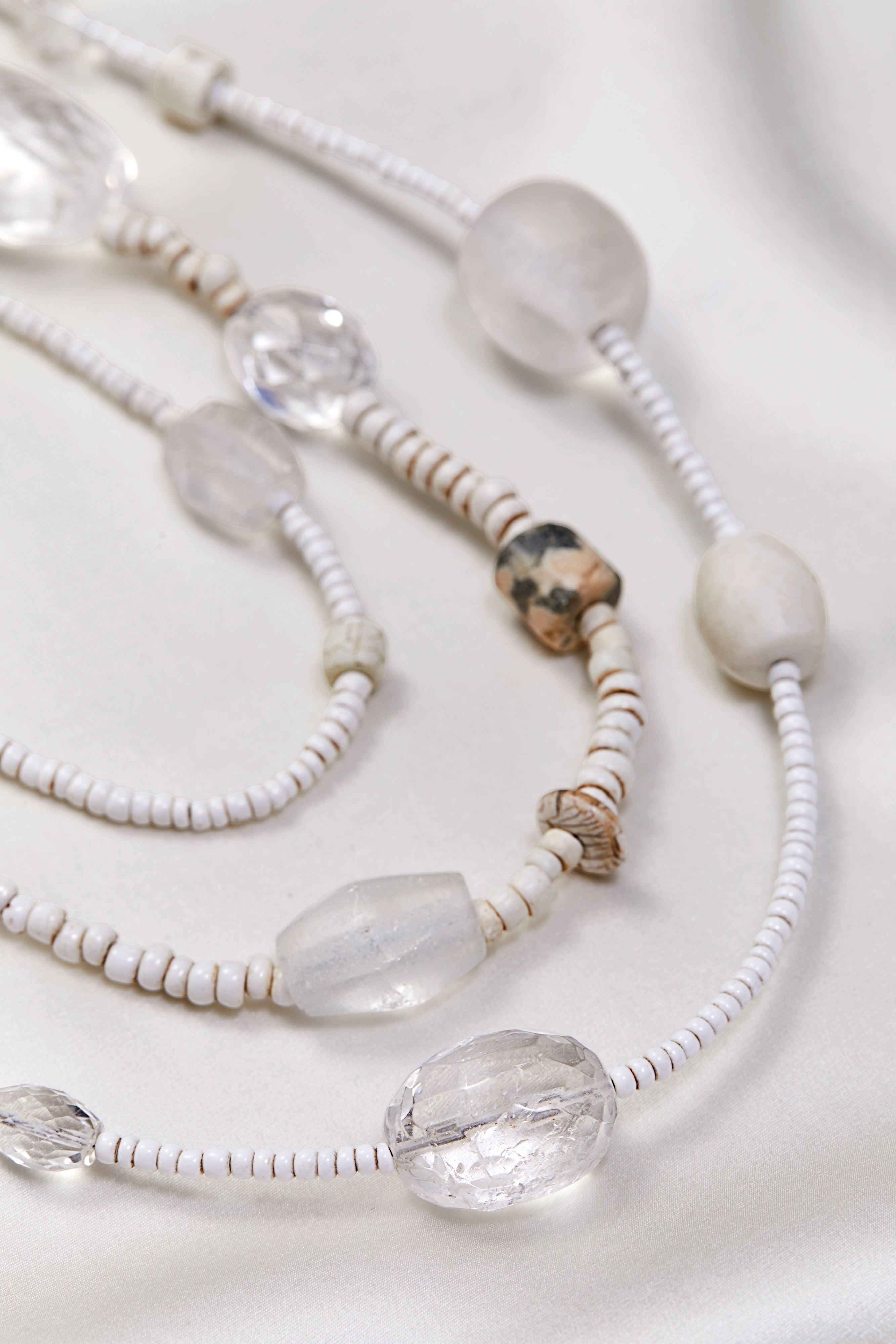 CRYSTAL QUARTZ AND SHELL MULTI-STRAND NECKLACE