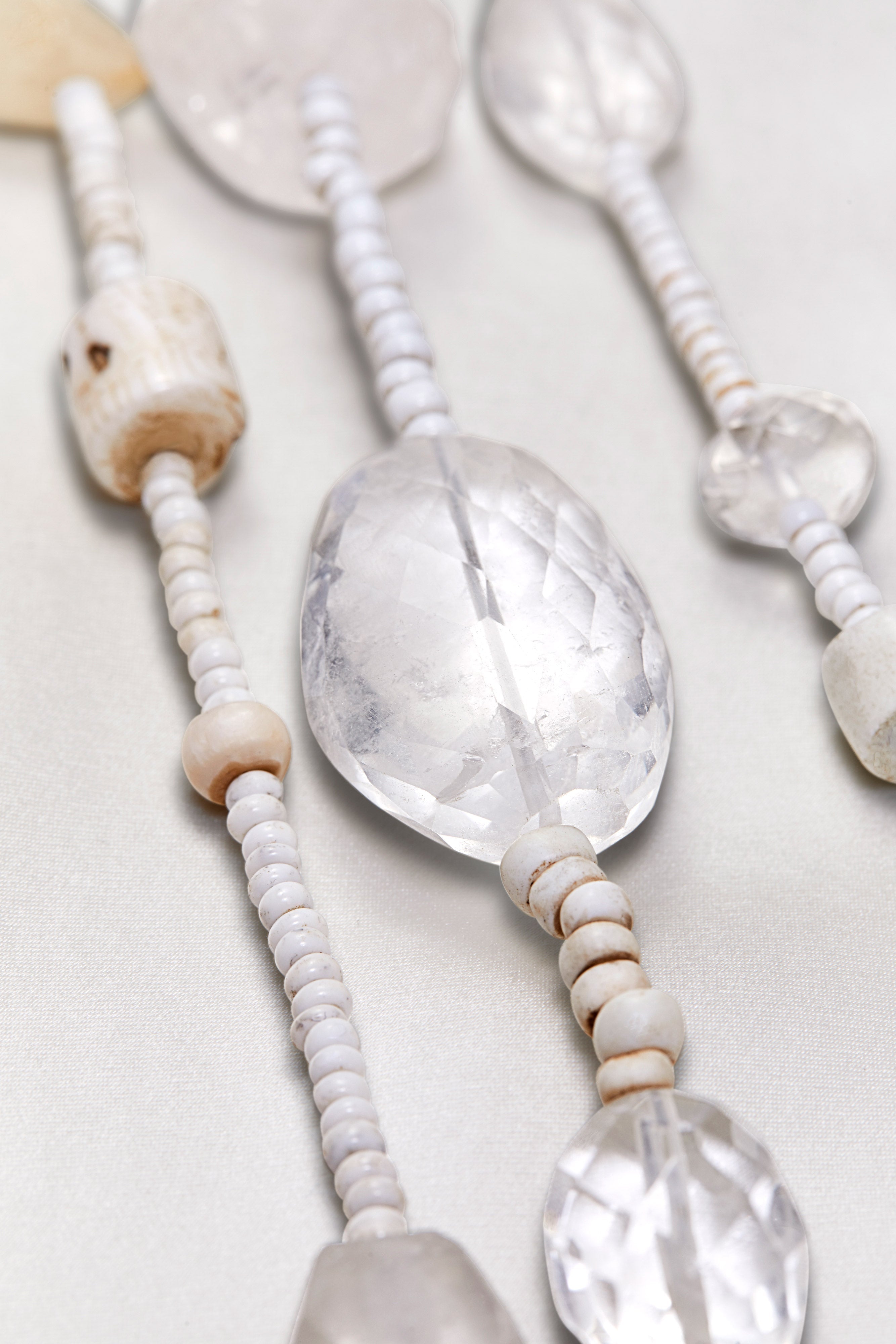 CRYSTAL QUARTZ AND SHELL MULTI-STRAND NECKLACE