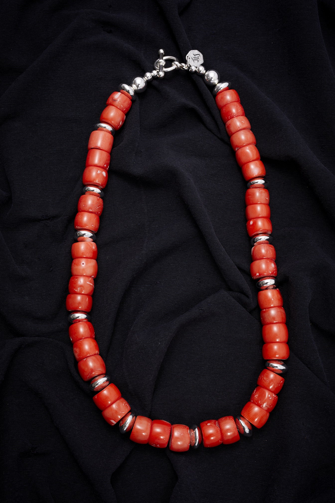 MODERN ORANGE CORAL AND STERLING SILVER NECKLACE