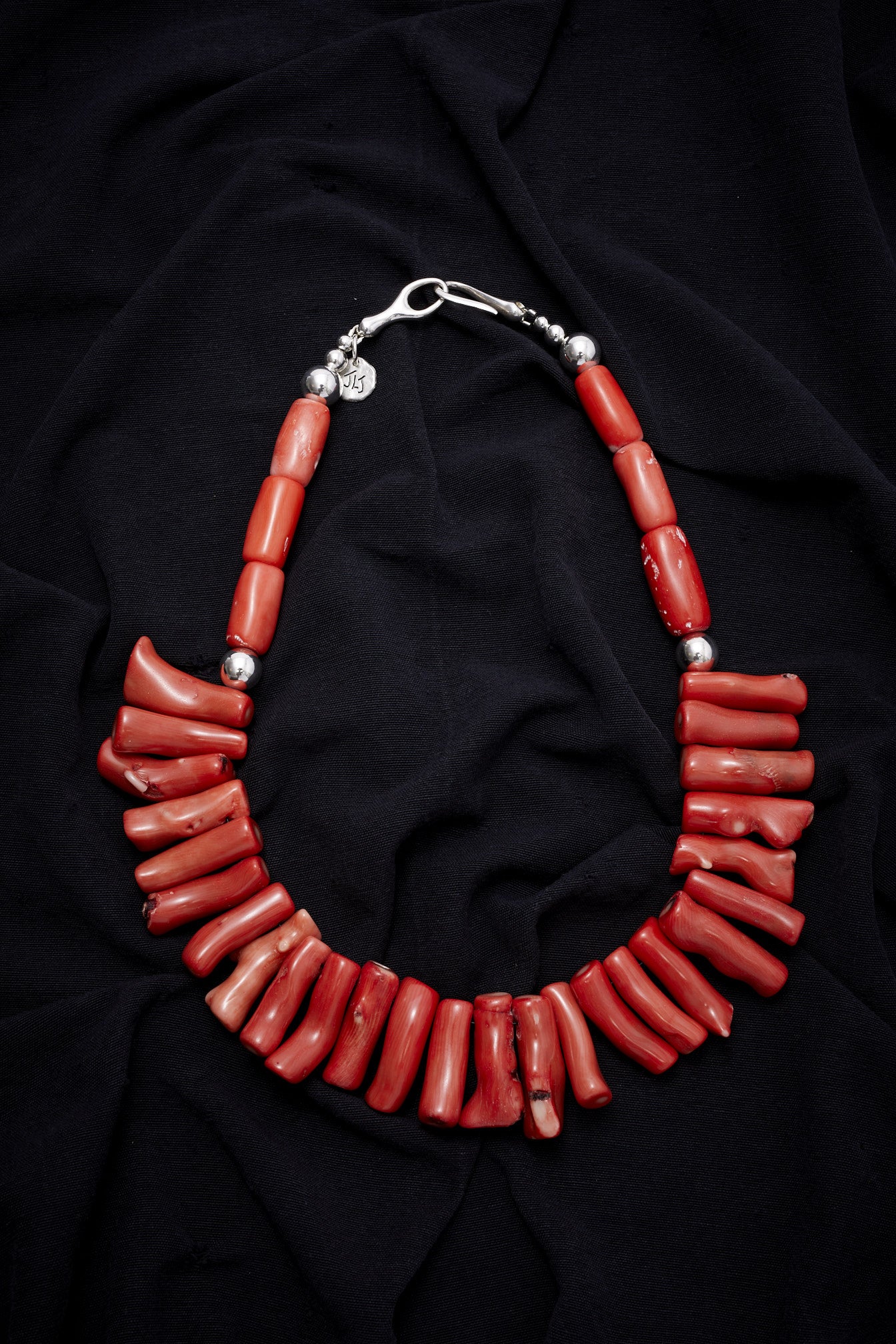PINK ORANGE CORAL FAN NECKLACE