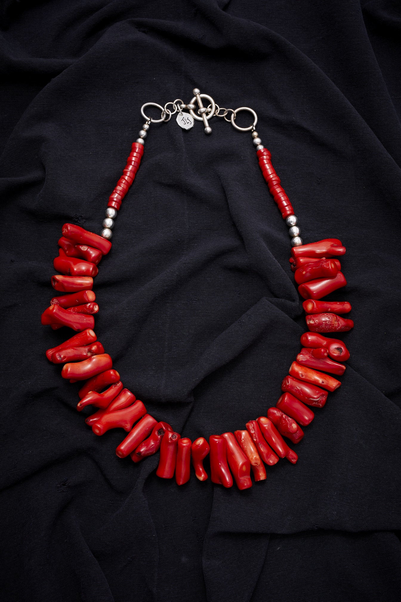 RED CORAL FAN NECKLACE
