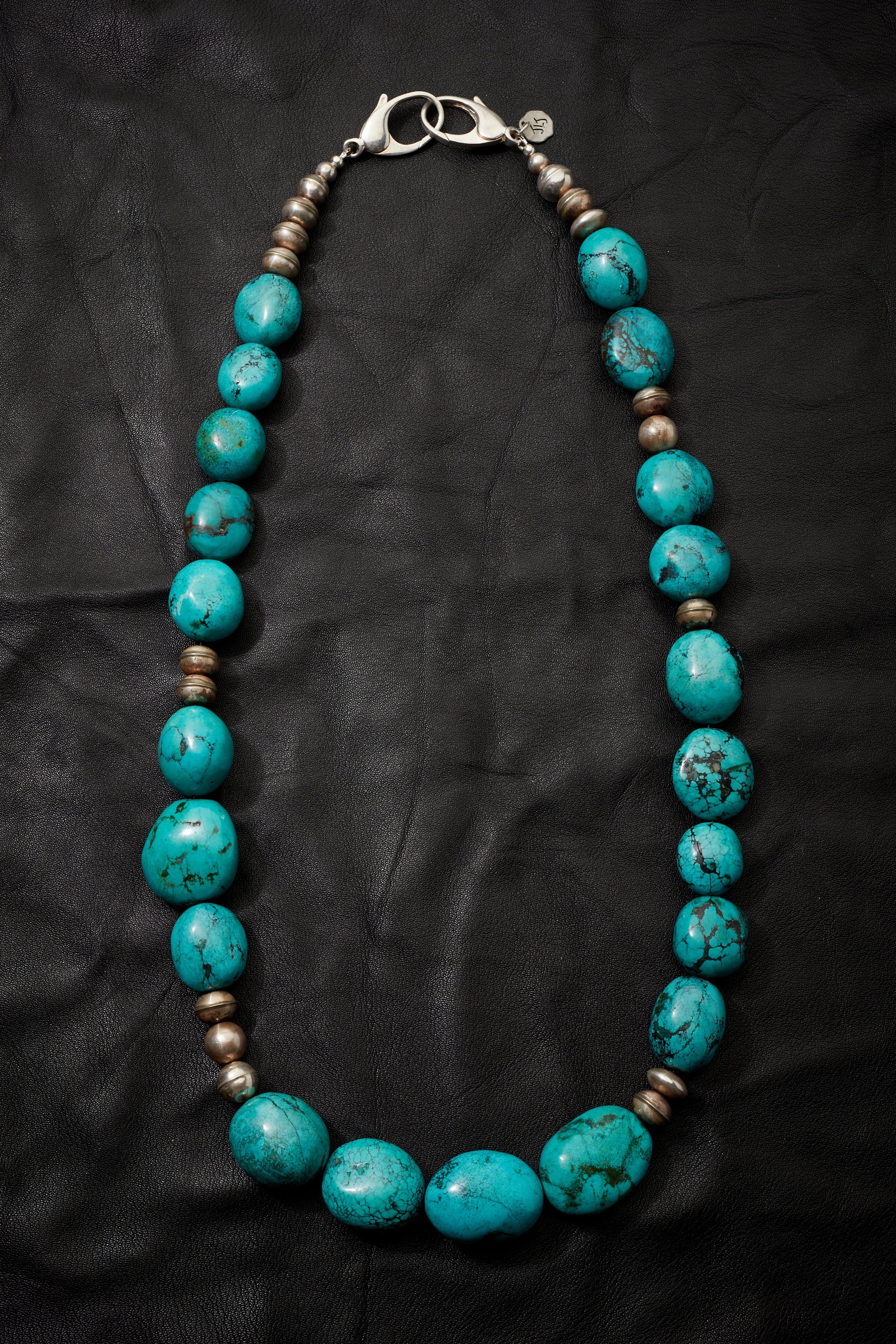 LONG TURQUOISE AND STERLING SILVER GODDESS NECKLACE