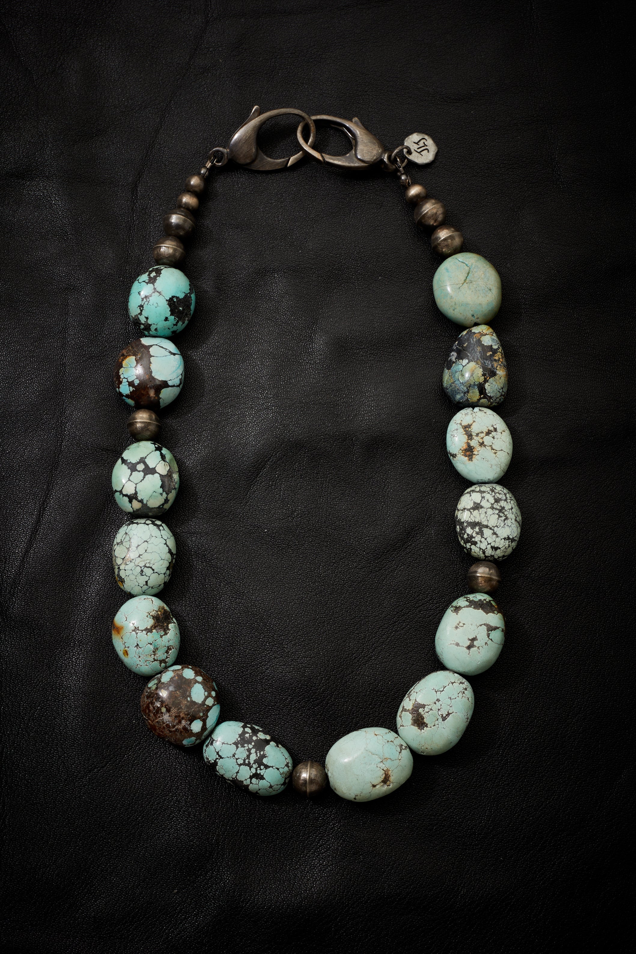 LIGHT AQUA TURQUOISE AND STERLING SILVER NECKLACE