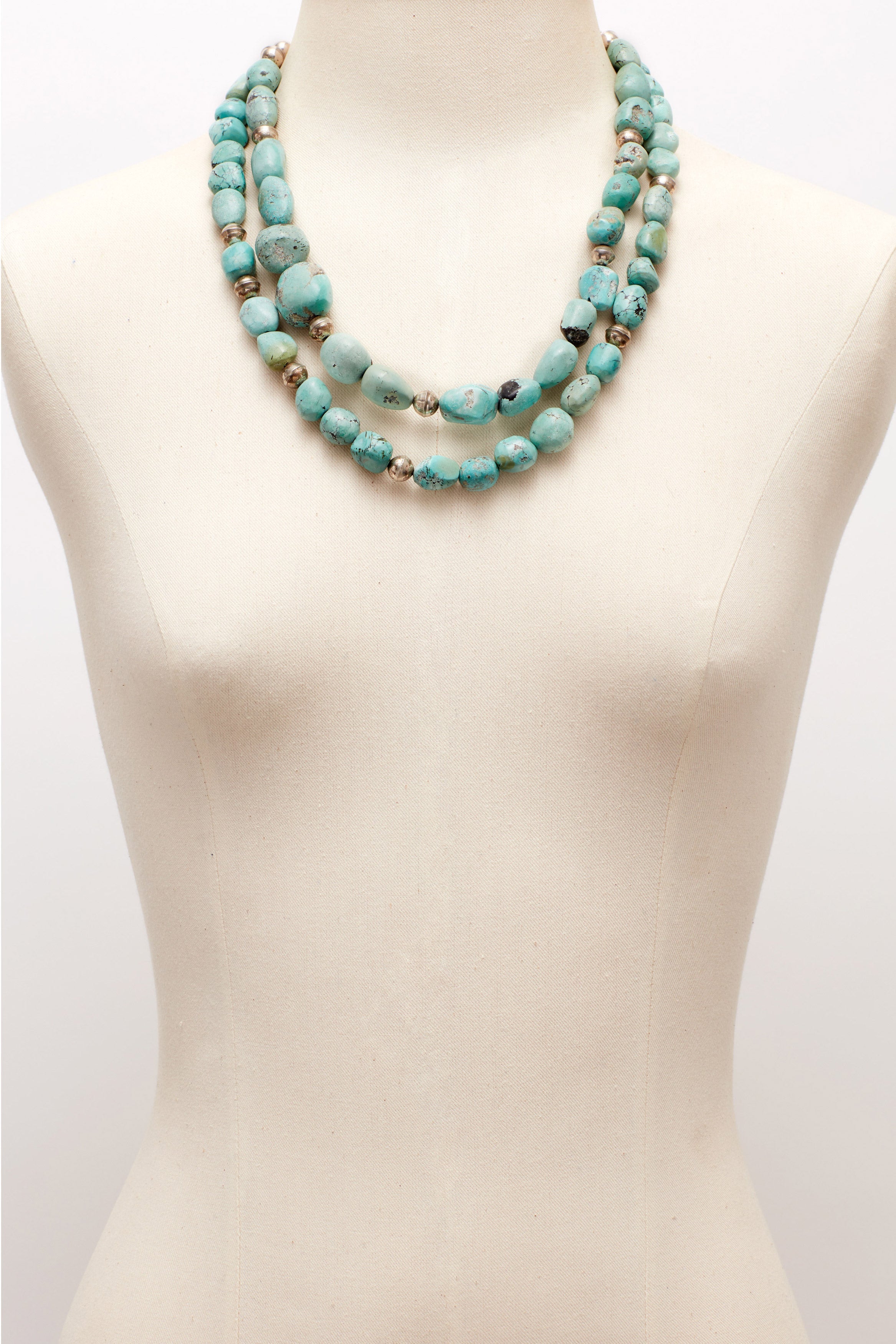 SOFT BLUE TURQUOISE DOUBLE STRAND NECKLACE