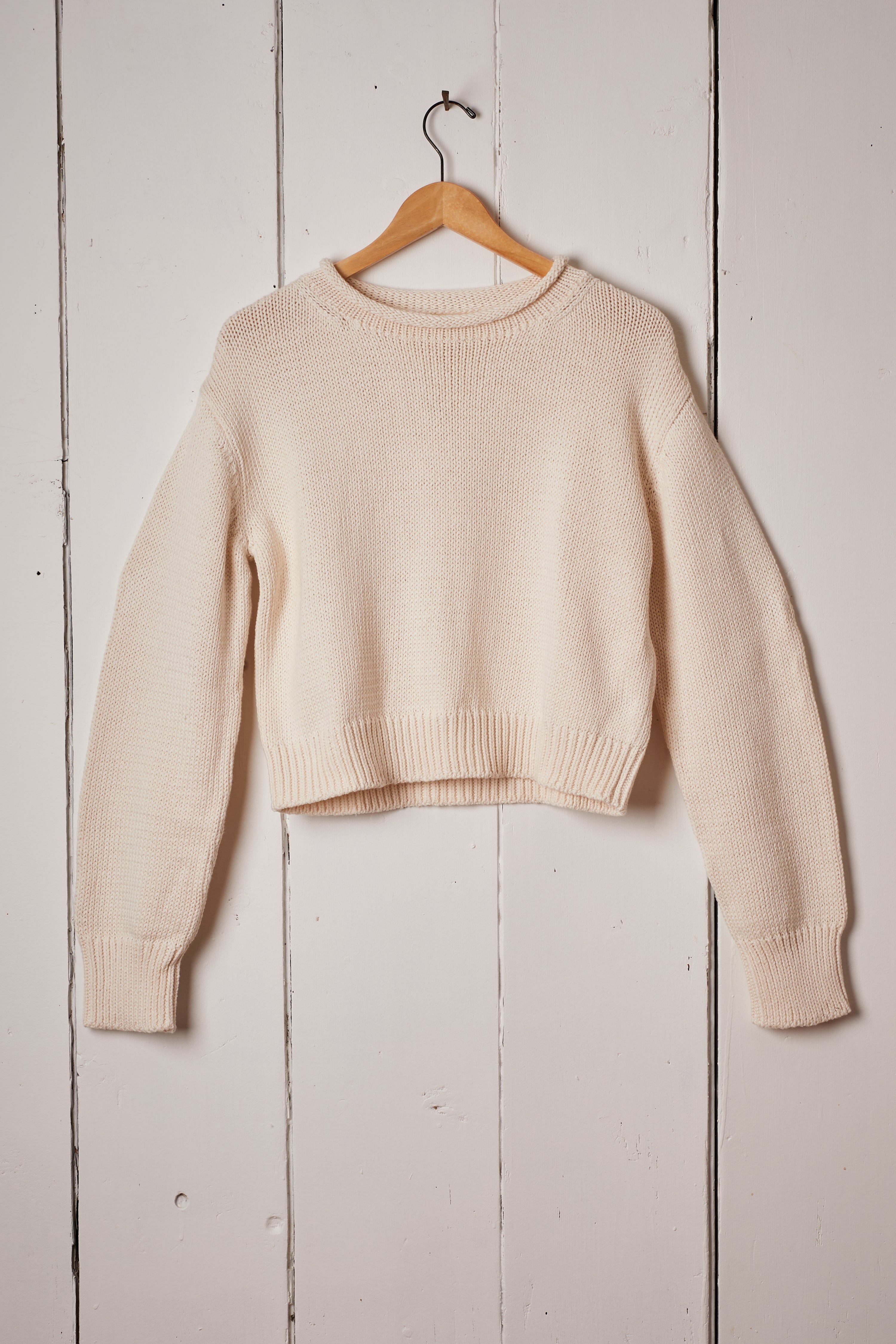 IVORY COTTON ROLL NECK SWEATER