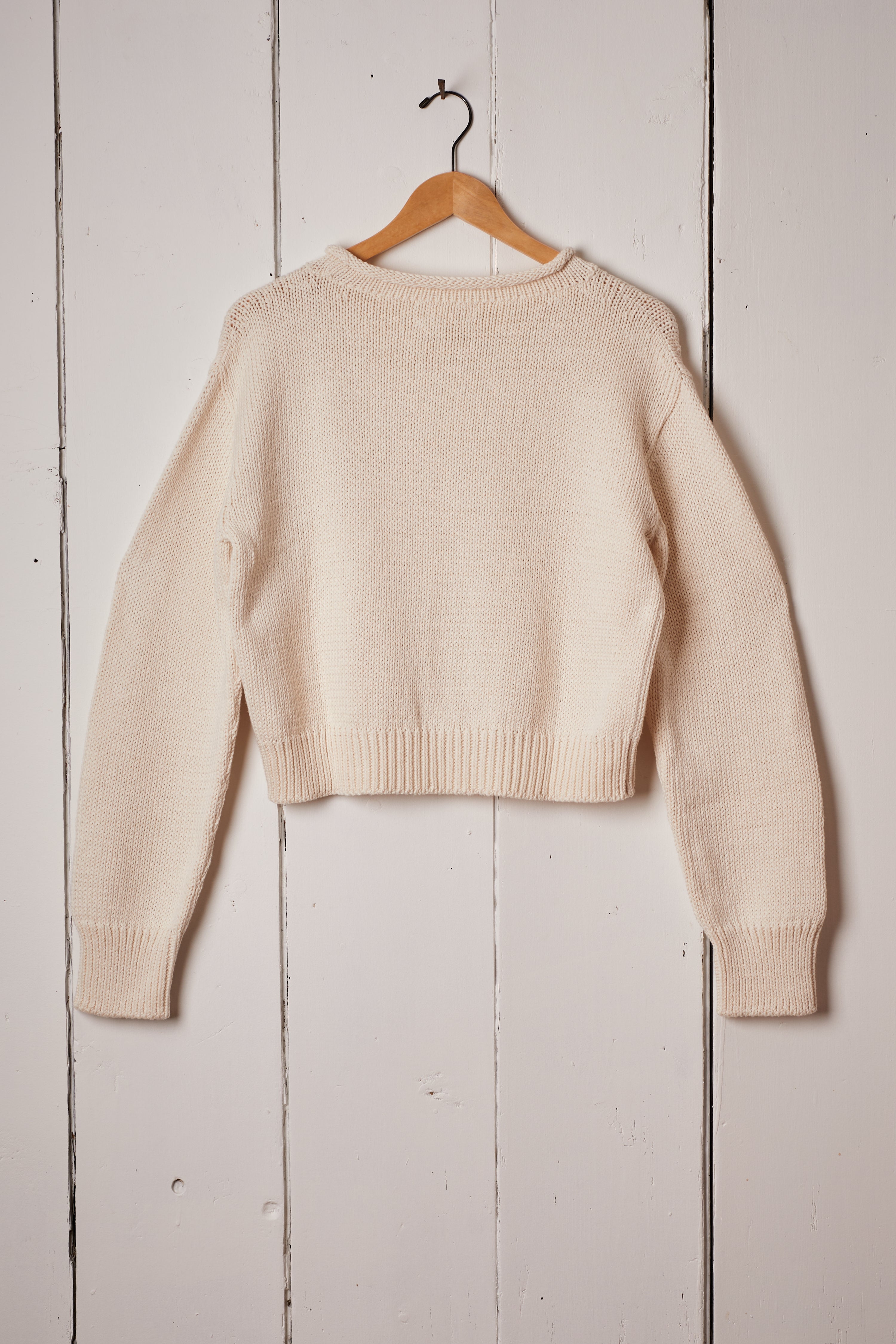 IVORY COTTON ROLL NECK SWEATER