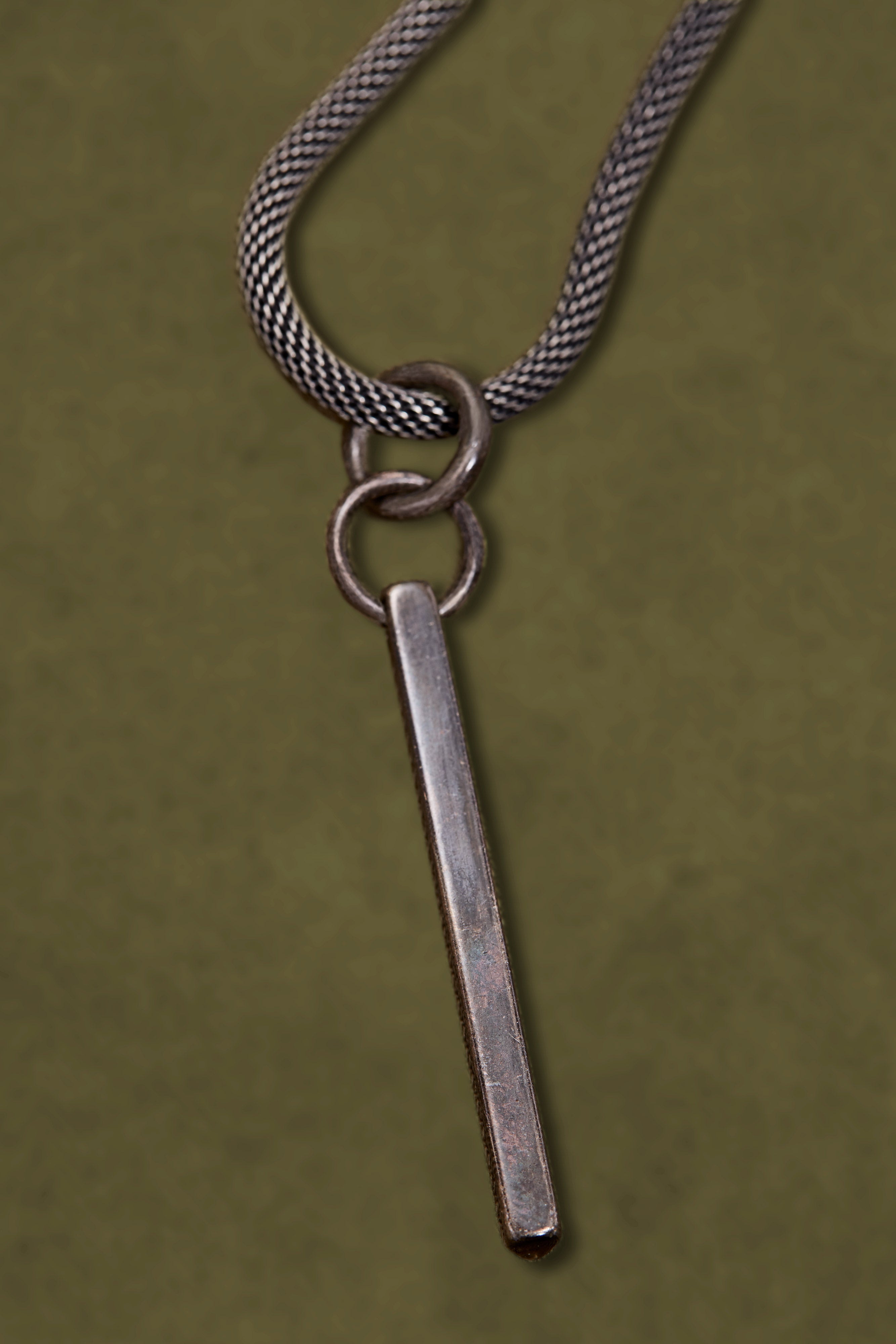 OXIDIZED STERLING SILVER RECTANGLE BAR CHAIN NECKLACE