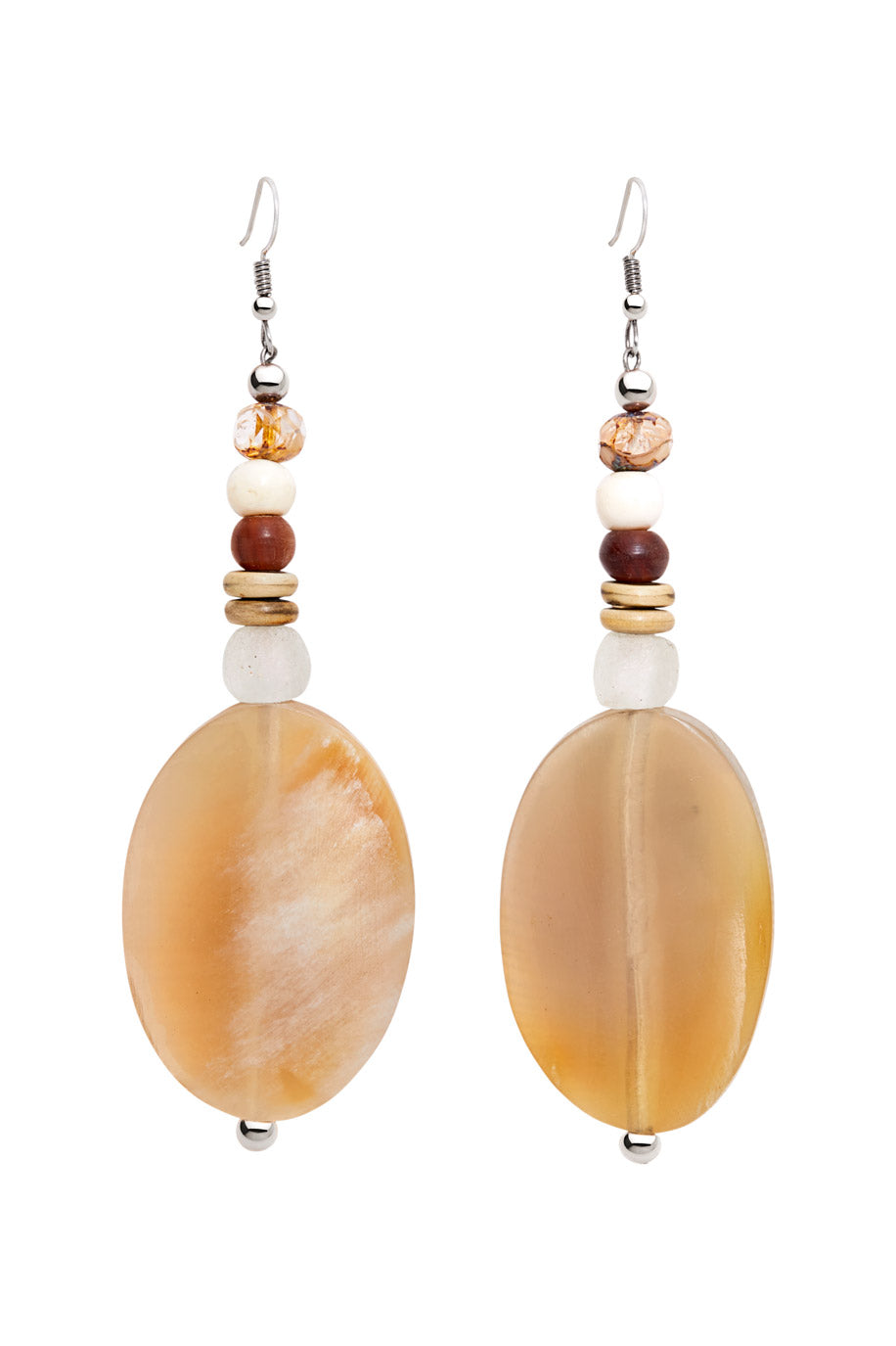 LUMINOUS WHITE AND HONEY OVAL EARRINGS