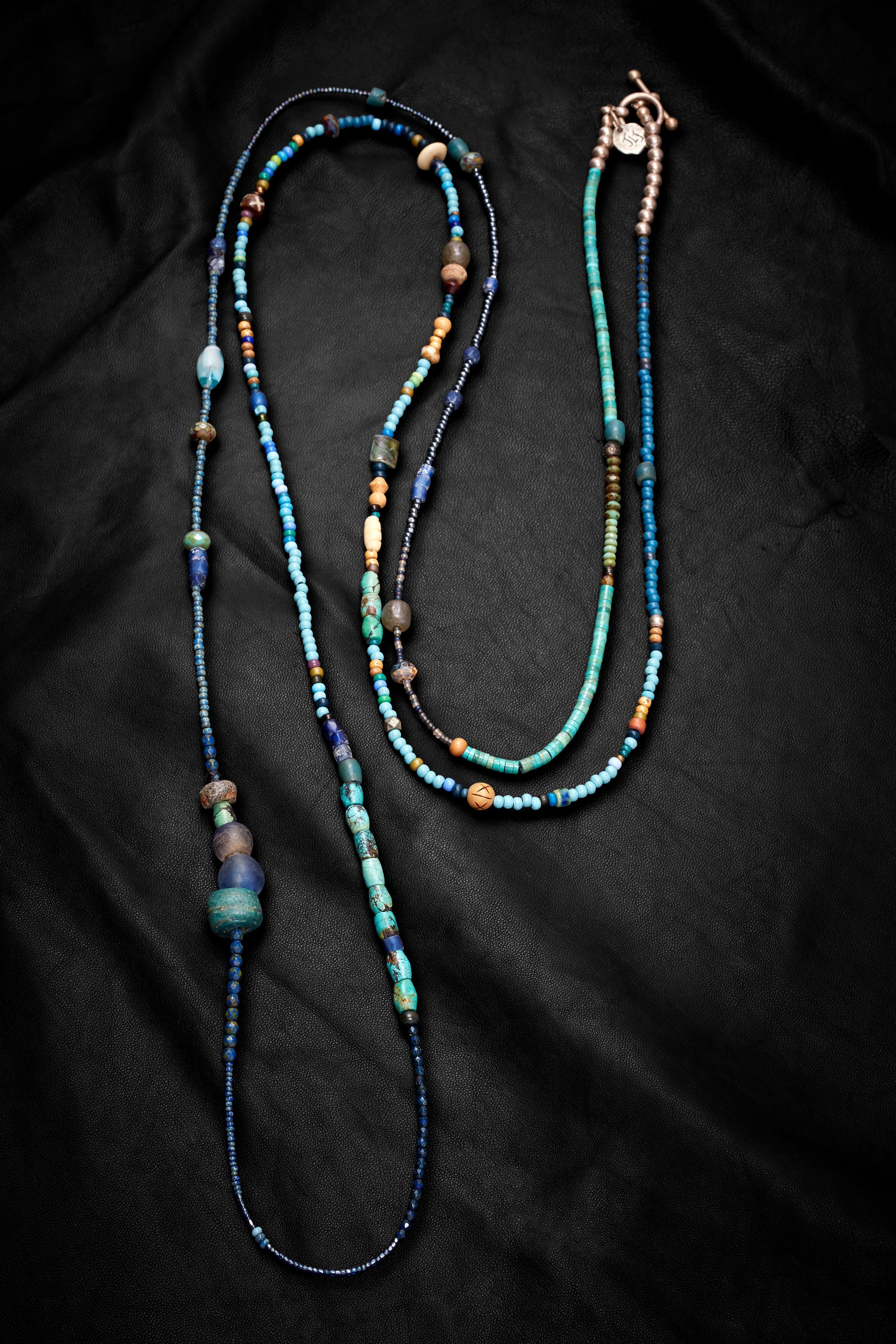EXTRA LONG TURQUOISE AND INDIGO WORLD NECKLACE