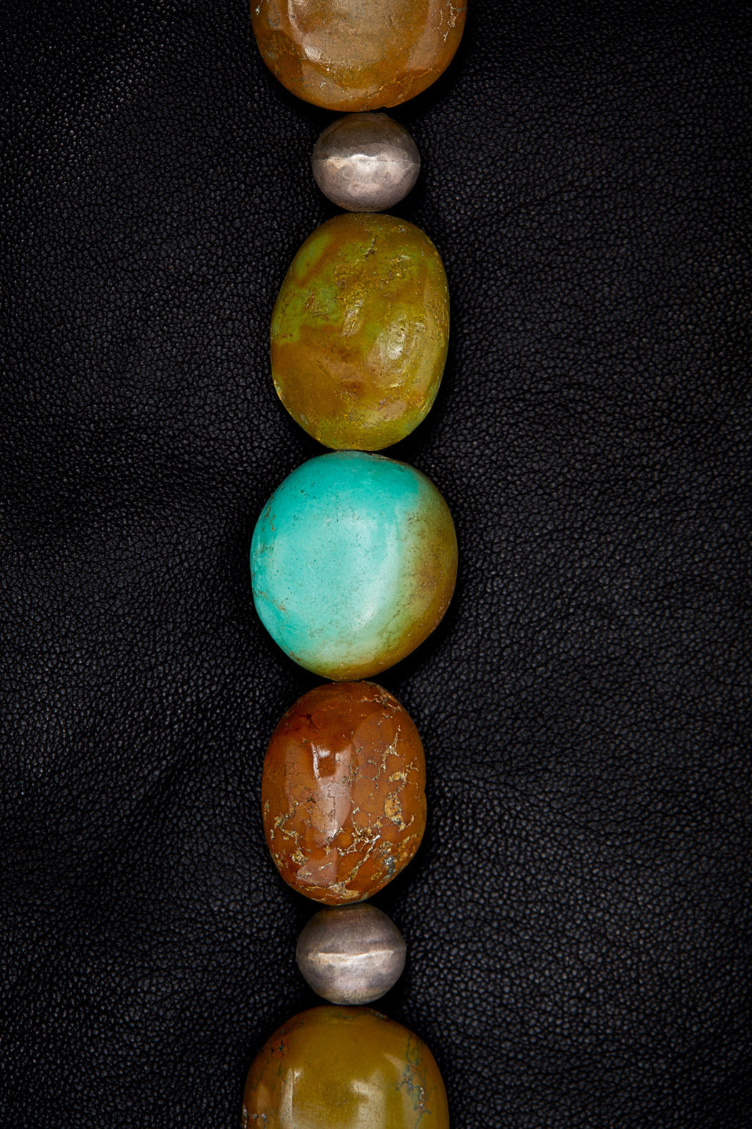 ELECTRIC TURQUOISE-BROWN AND OLIVE NECKLACE