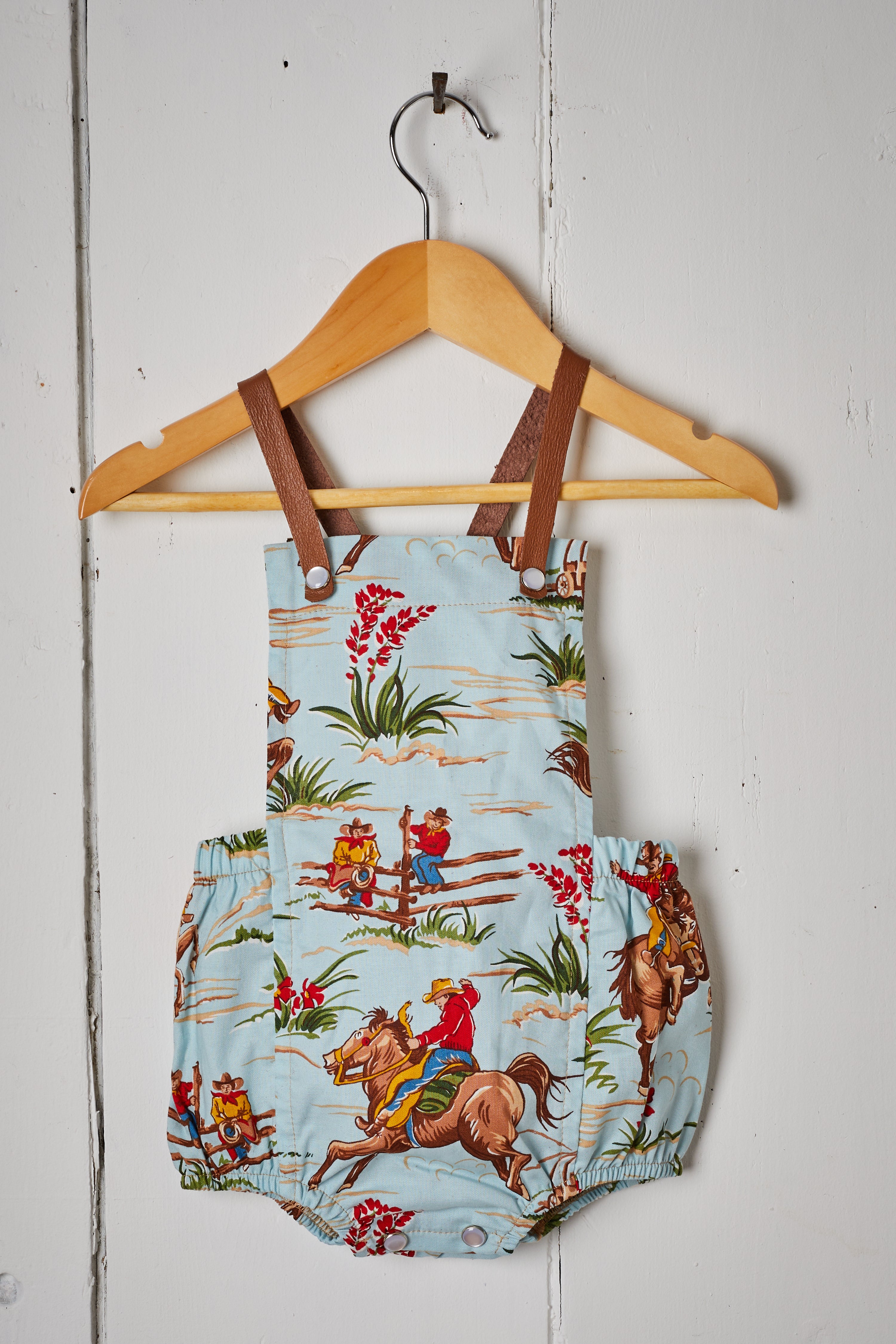 LIGHT BLUE COWBOY BABY ROMPER