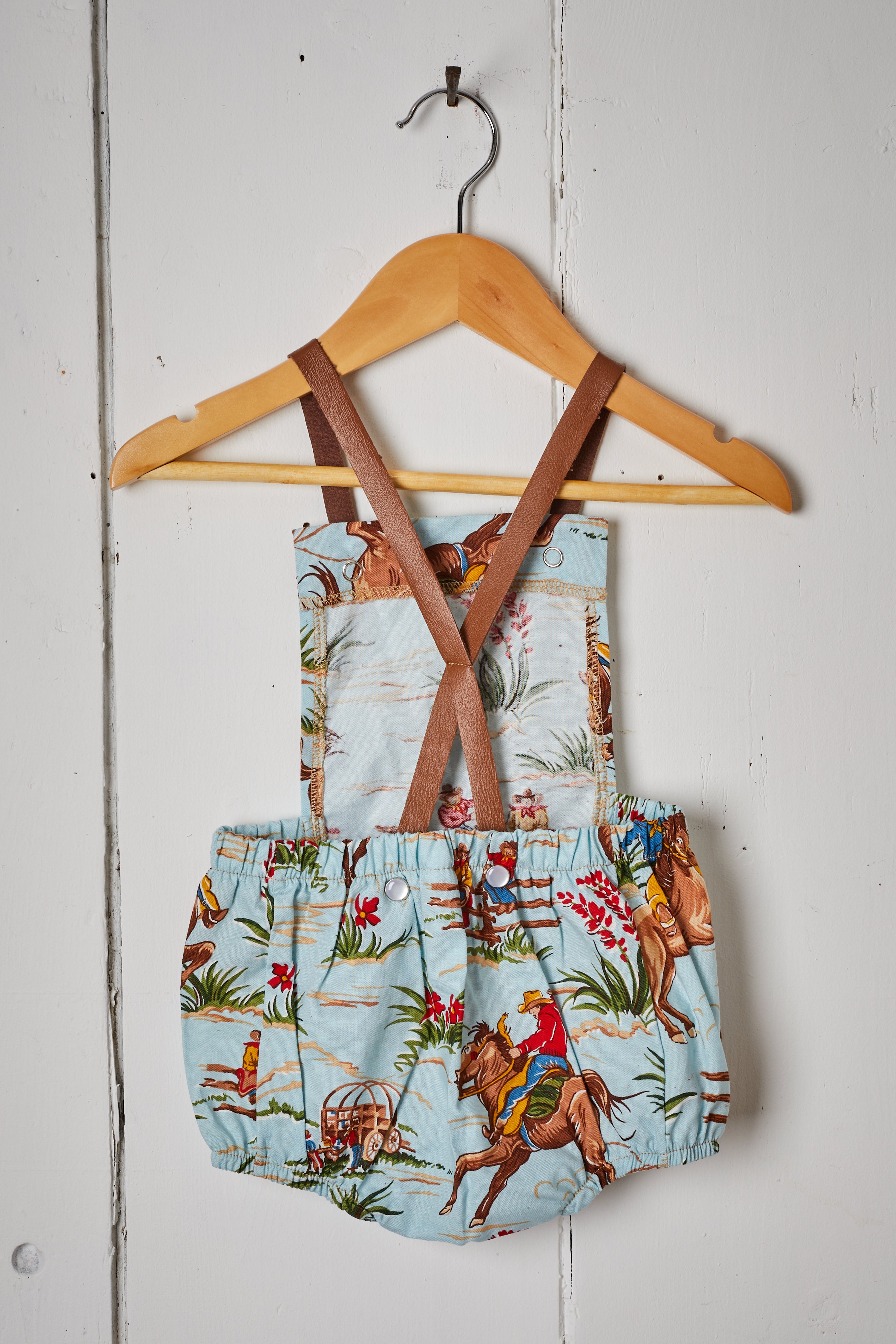LIGHT BLUE COWBOY BABY ROMPER
