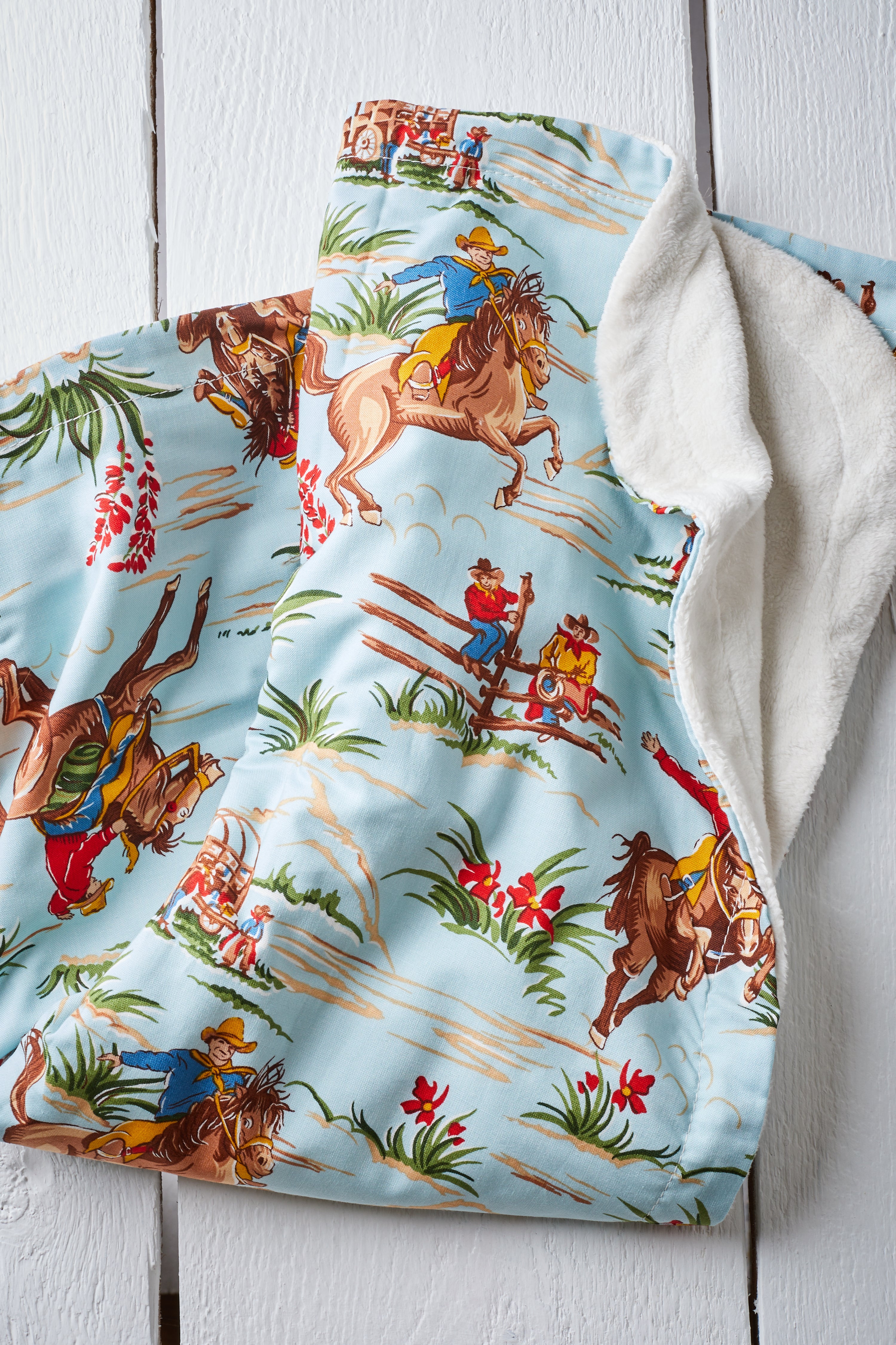 LIGHT BLUE COWBOY BABY BLANKET
